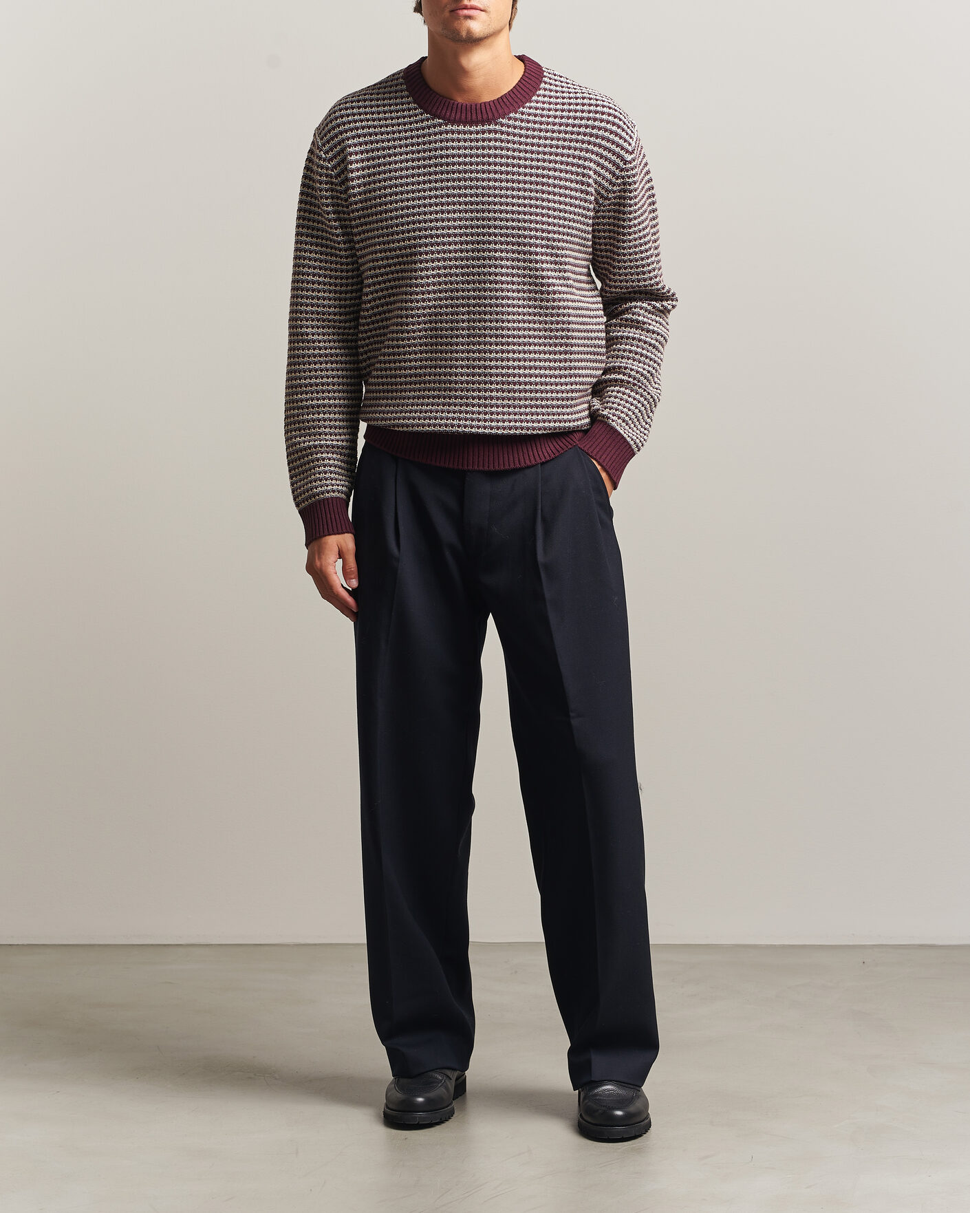 Mies | Puserot | NN07 | Russell Cotton/Wool Structured Sweater Winetasting