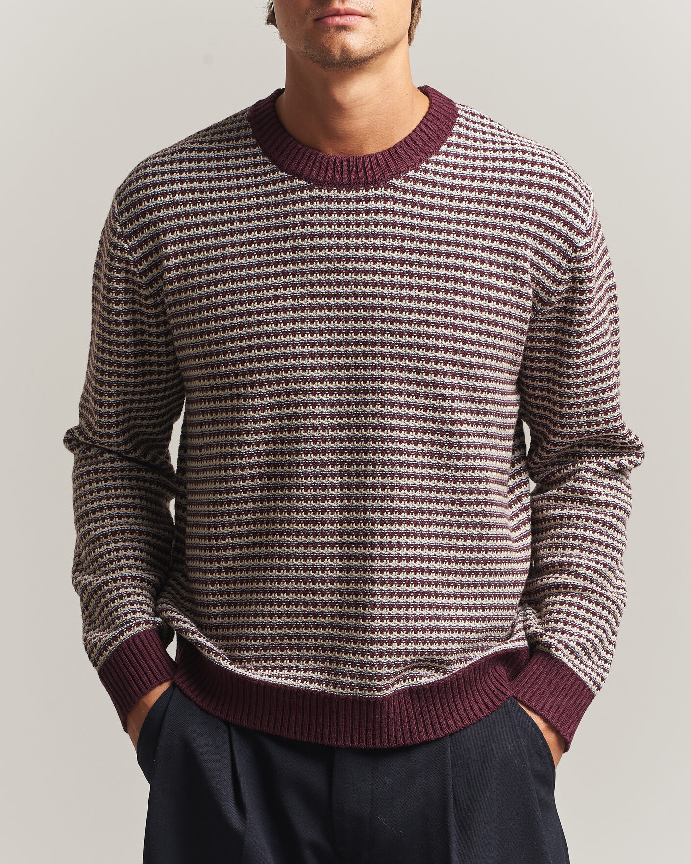 Mies | Puserot | NN07 | Russell Cotton/Wool Structured Sweater Winetasting