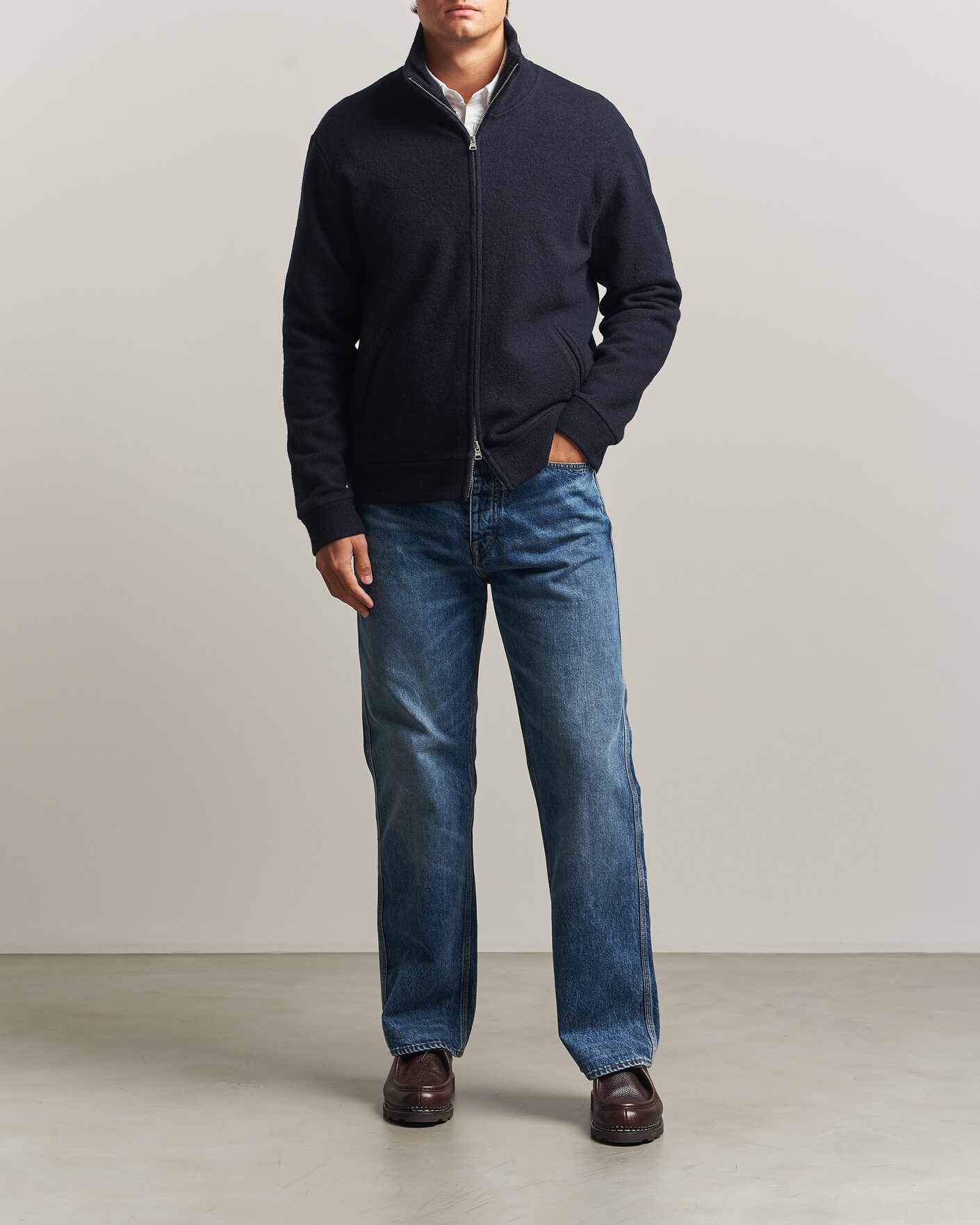 Mies | Puserot | NN07 | Soft Boiled Wool Full Zip Navy Blue