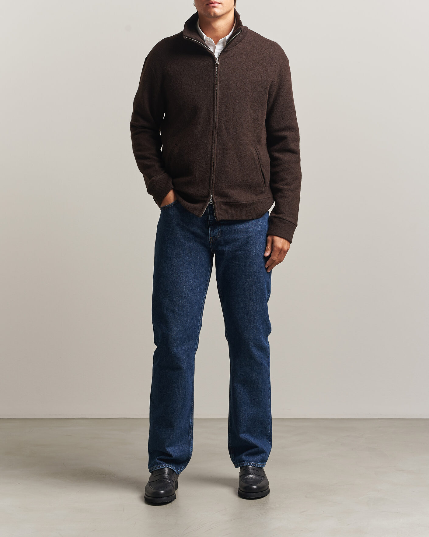 Mies | Puserot | NN07 | Soft Boiled Wool Full Zip Deep Truffle