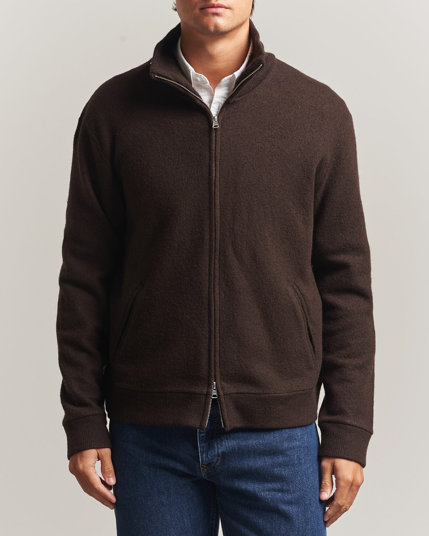 Mies | Puserot | NN07 | Soft Boiled Wool Full Zip Deep Truffle