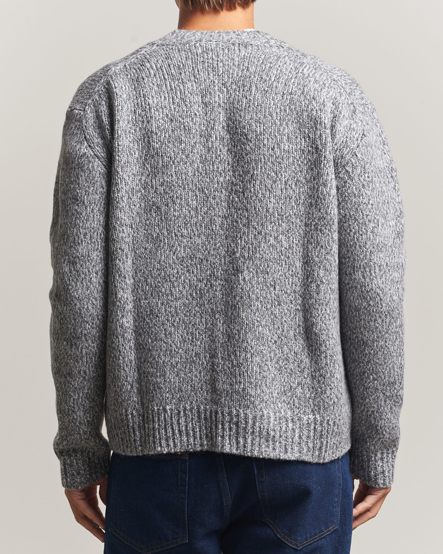 Mies | Puserot | NN07 | Flint Wool Knitted V-Neck Grey Melange