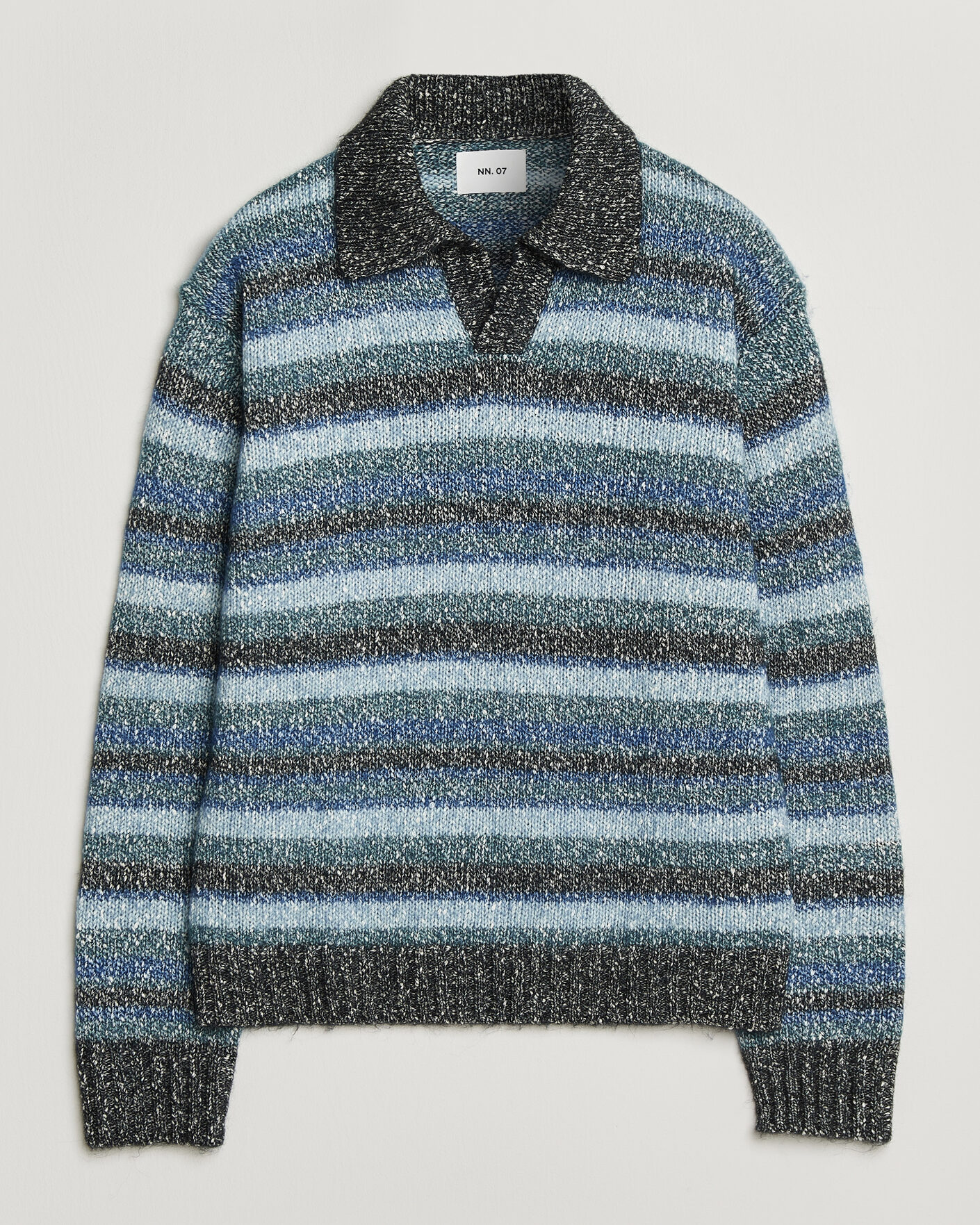 Mies | Puserot | NN07 | Erling Striped Knitted Polo Navy Multi