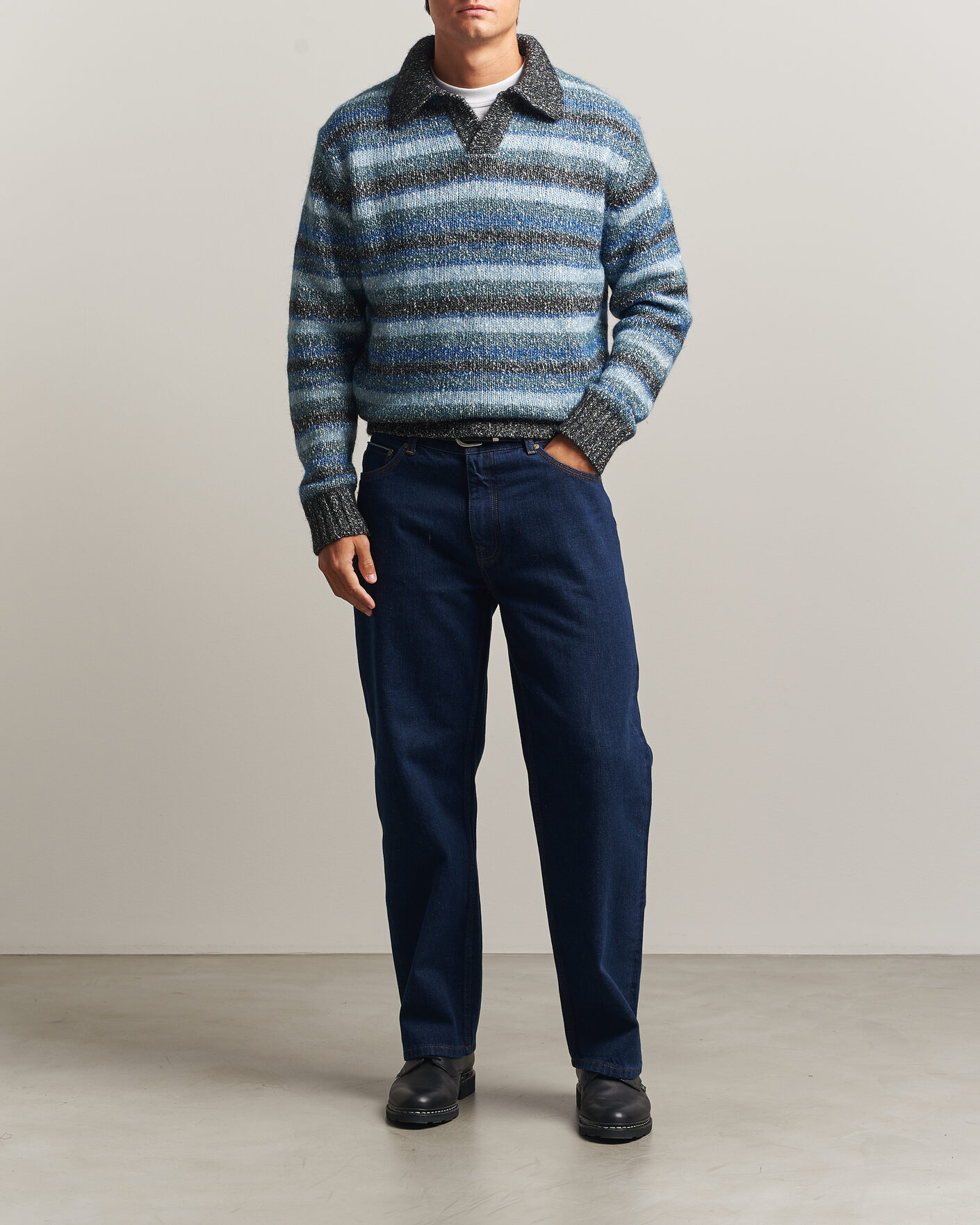 Mies | Puserot | NN07 | Erling Striped Knitted Polo Navy Multi