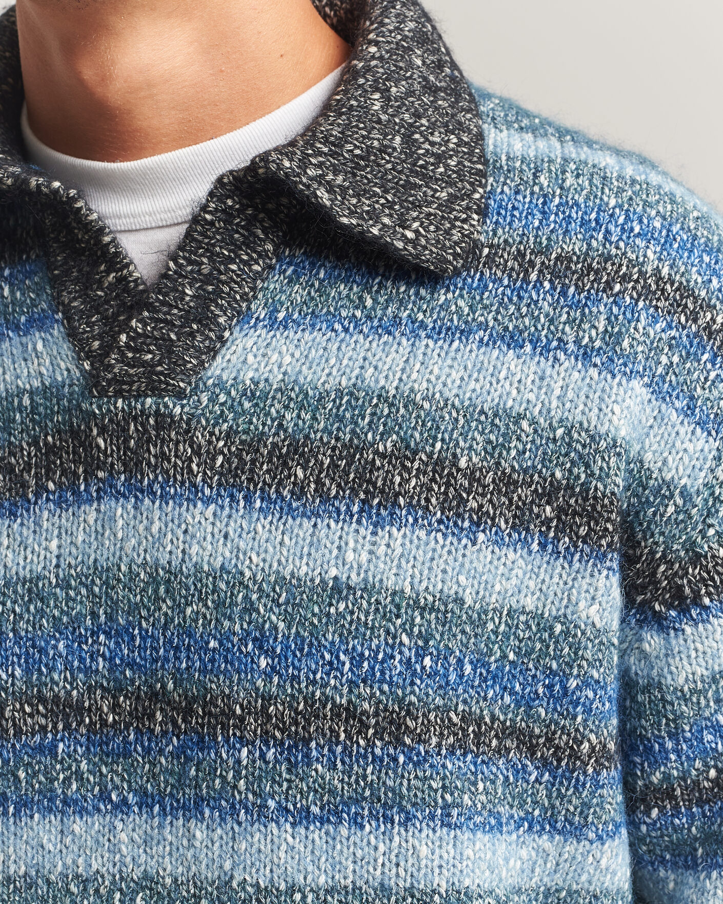 Mies | Puserot | NN07 | Erling Striped Knitted Polo Navy Multi