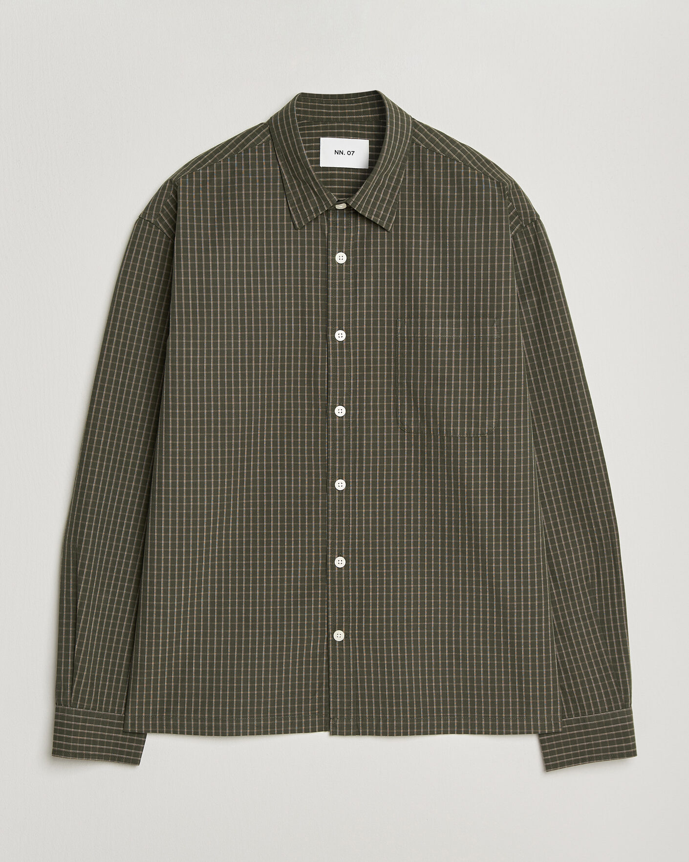 Mies | Kauluspaidat | NN07 | Deon Peached Cotton Checked Shirt Green