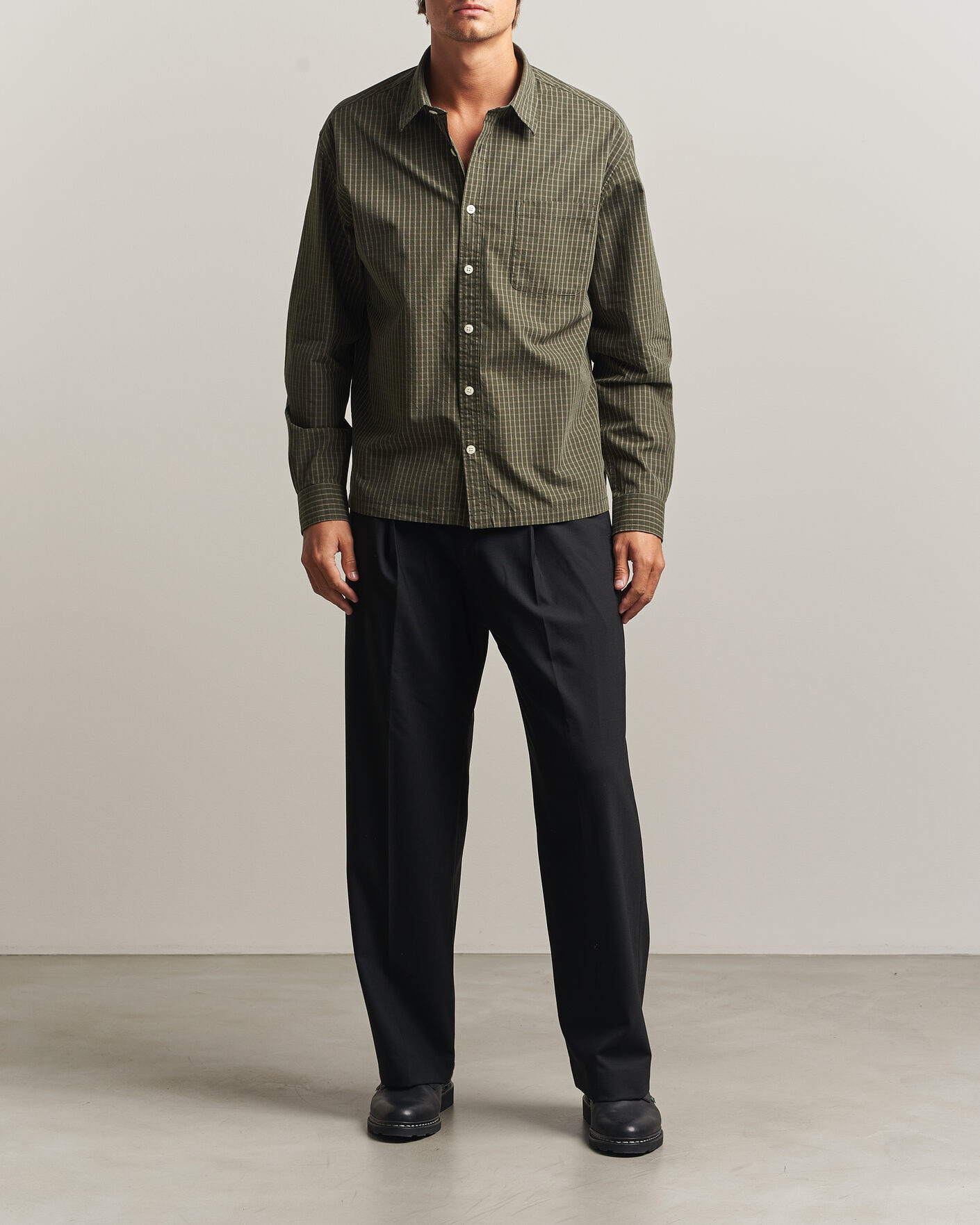 Mies | Kauluspaidat | NN07 | Deon Peached Cotton Checked Shirt Green