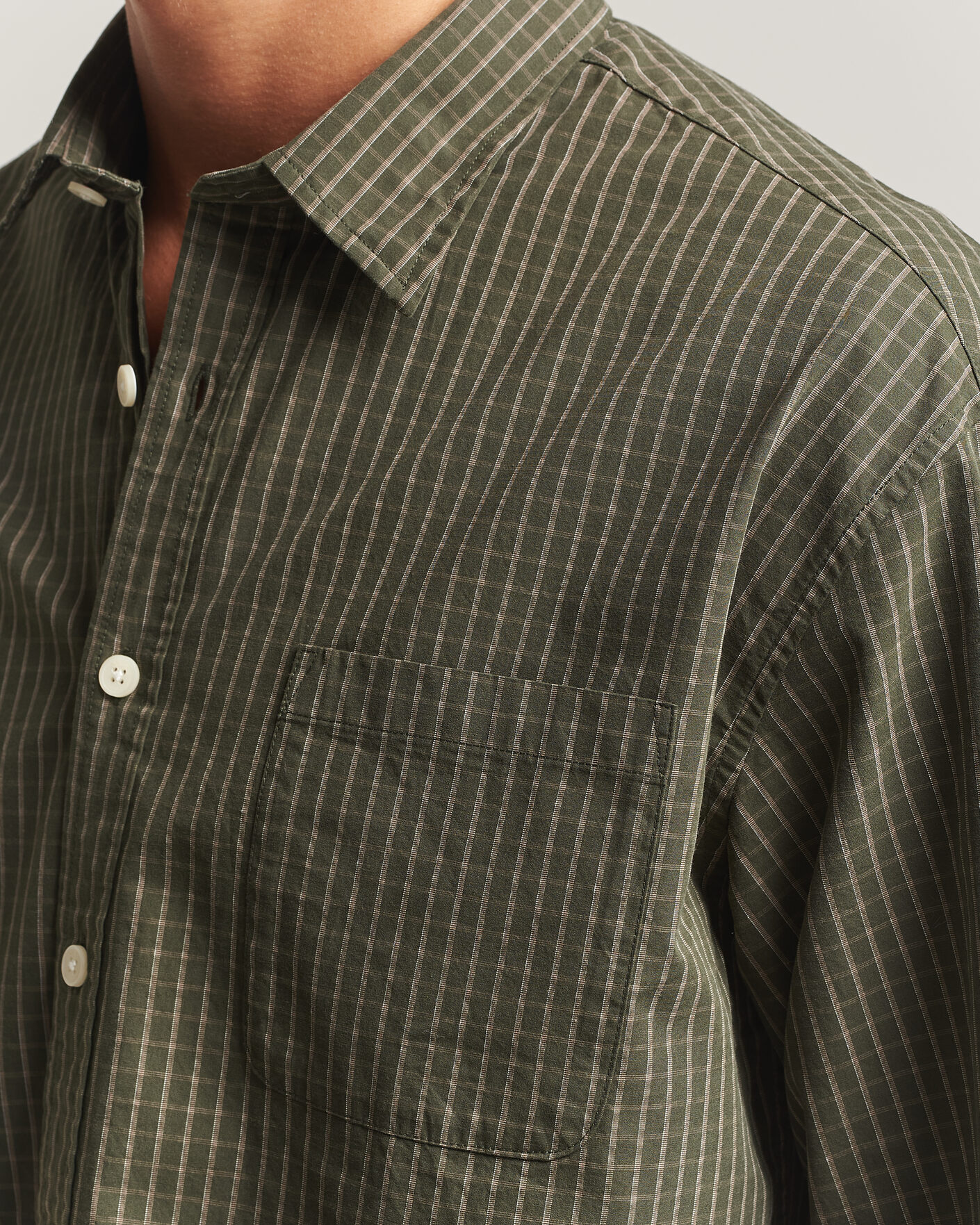 Mies | Kauluspaidat | NN07 | Deon Peached Cotton Checked Shirt Green