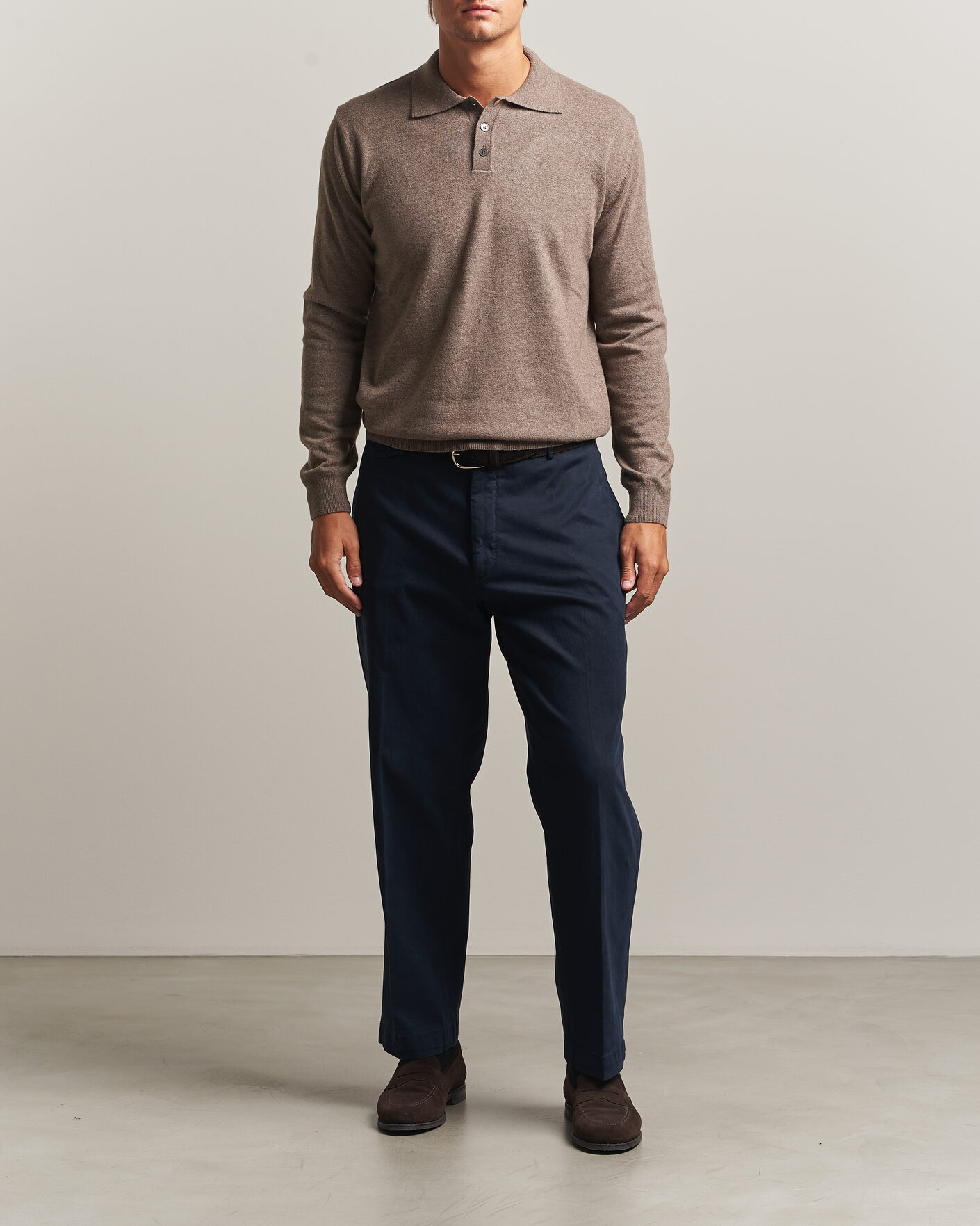 Mies | Puserot | Oscar Jacobson | Pepe Wool/Cashmere Polo Light Brown