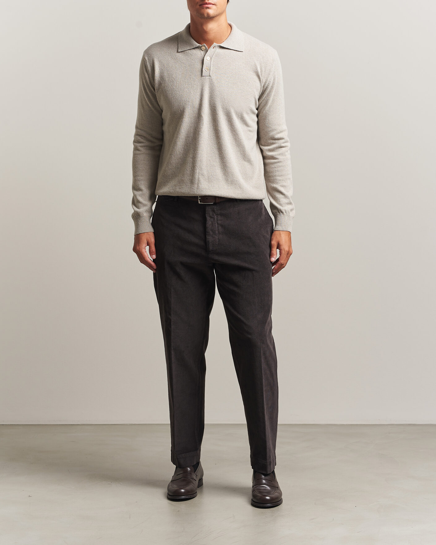 Mies | Puserot | Oscar Jacobson | Pepe Wool/Cashmere Polo Light Beige