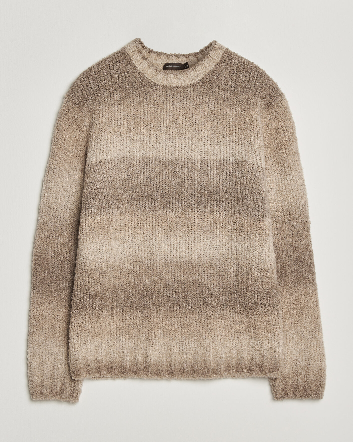 Mies | Puserot | Oscar Jacobson | Ronnie Heavy Knitted Wool Crewneck Beige
