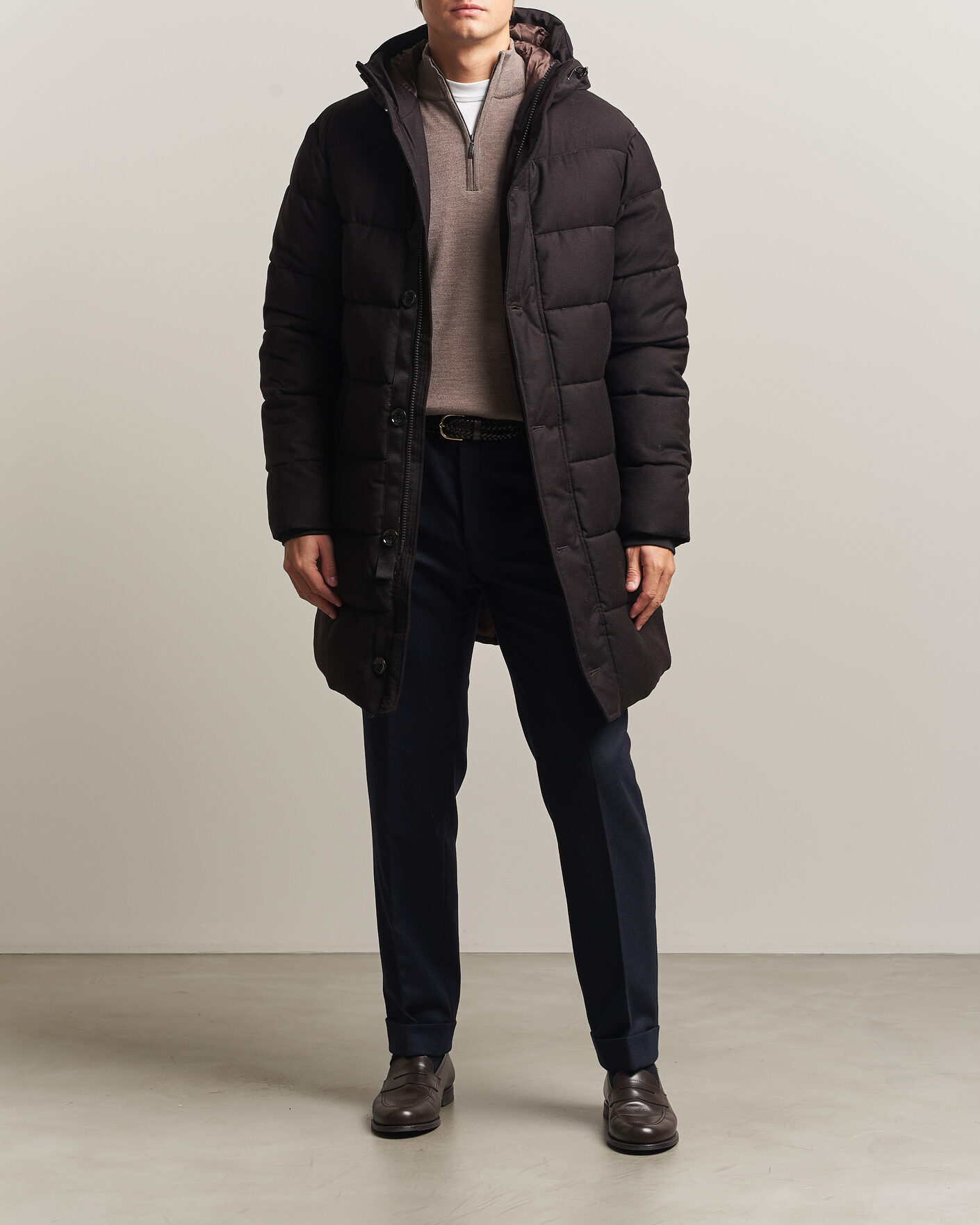 Mies | Takit | Oscar Jacobson | Padded Flannel Parka Brown