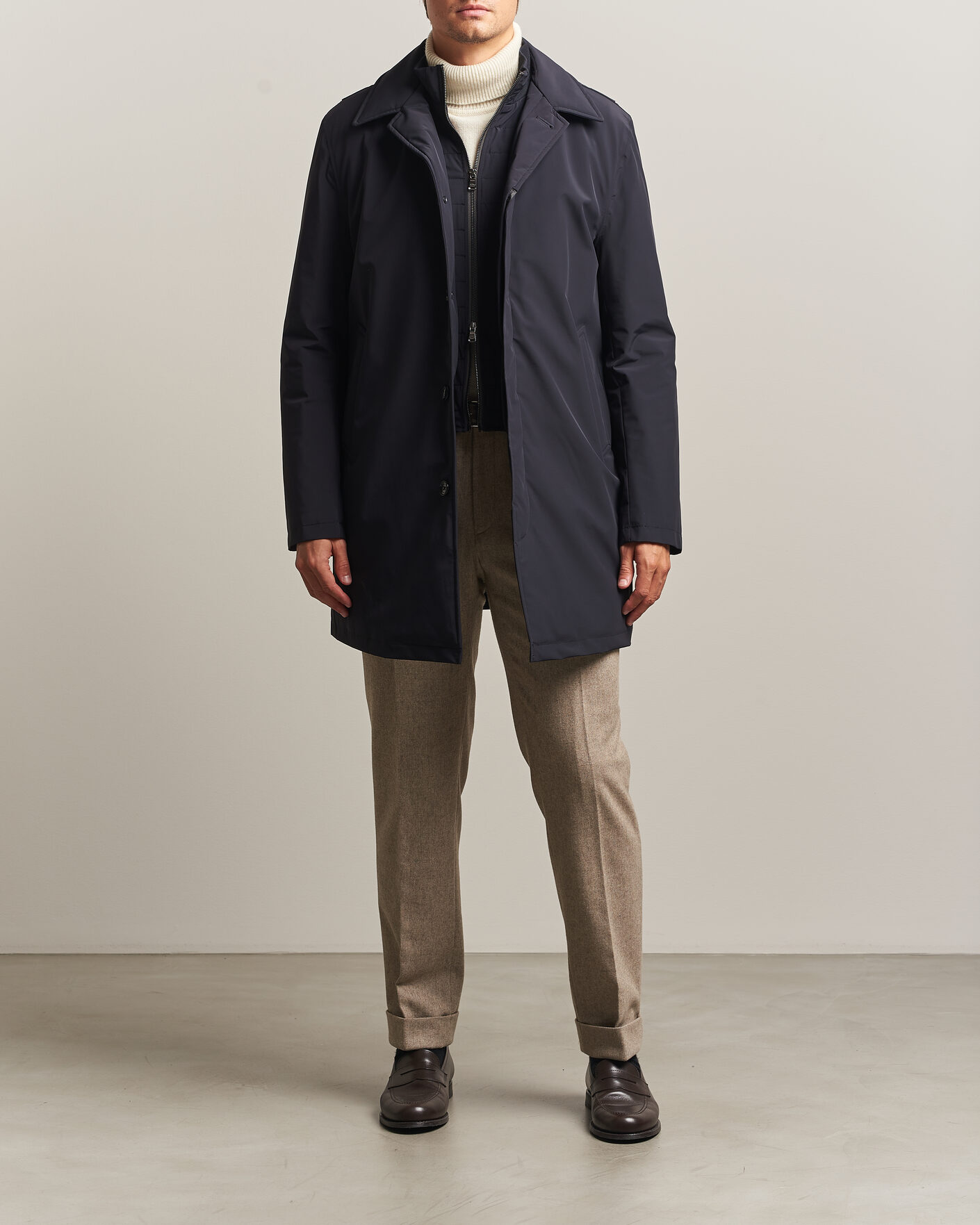 Mies | Takit | Oscar Jacobson | Zipped Padded Car Coat Navy