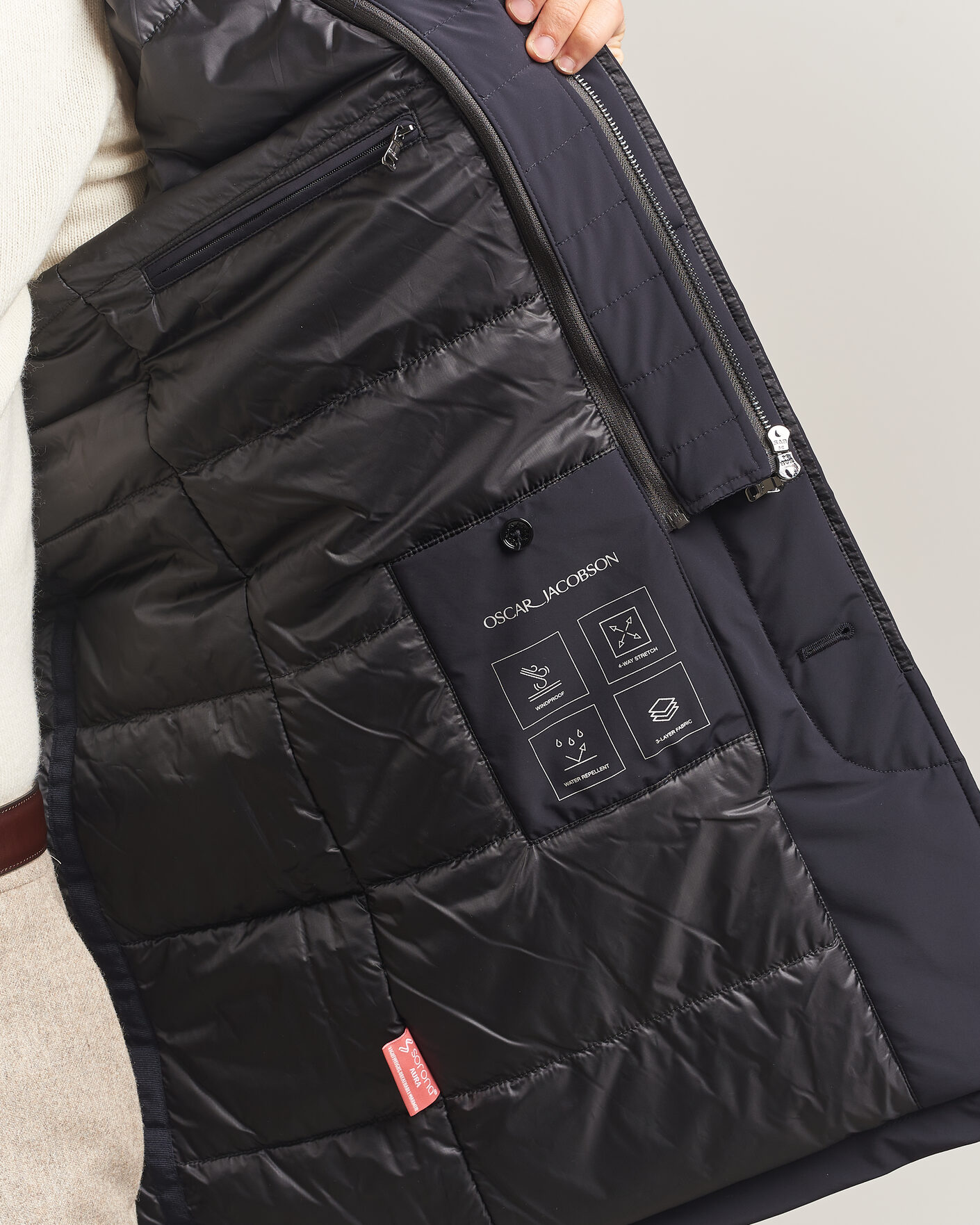 Mies | Takit | Oscar Jacobson | Zipped Padded Car Coat Navy