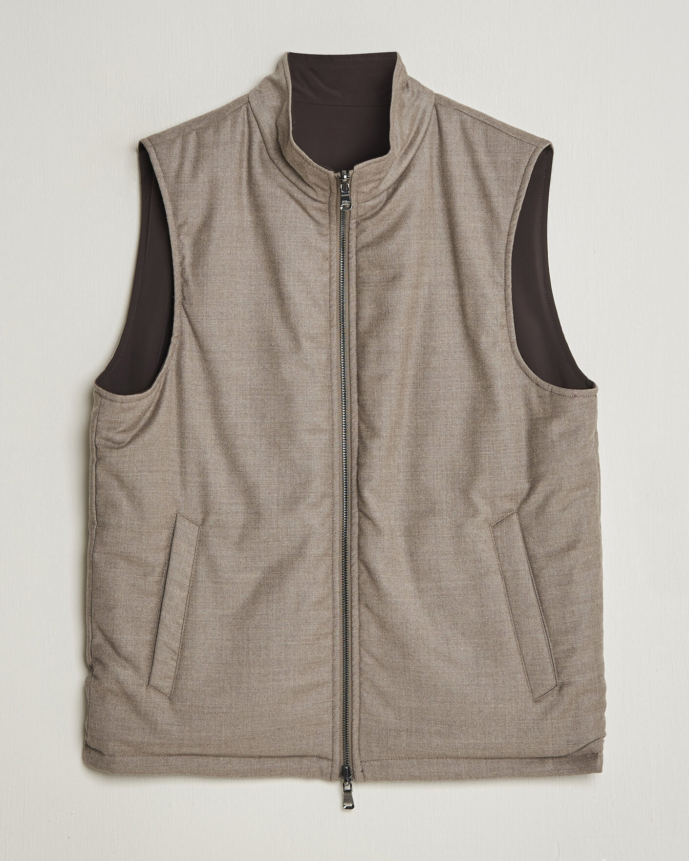 Mies | Ulkoliivit | Oscar Jacobson | Nylon/Wool Reversible Vest Taupe