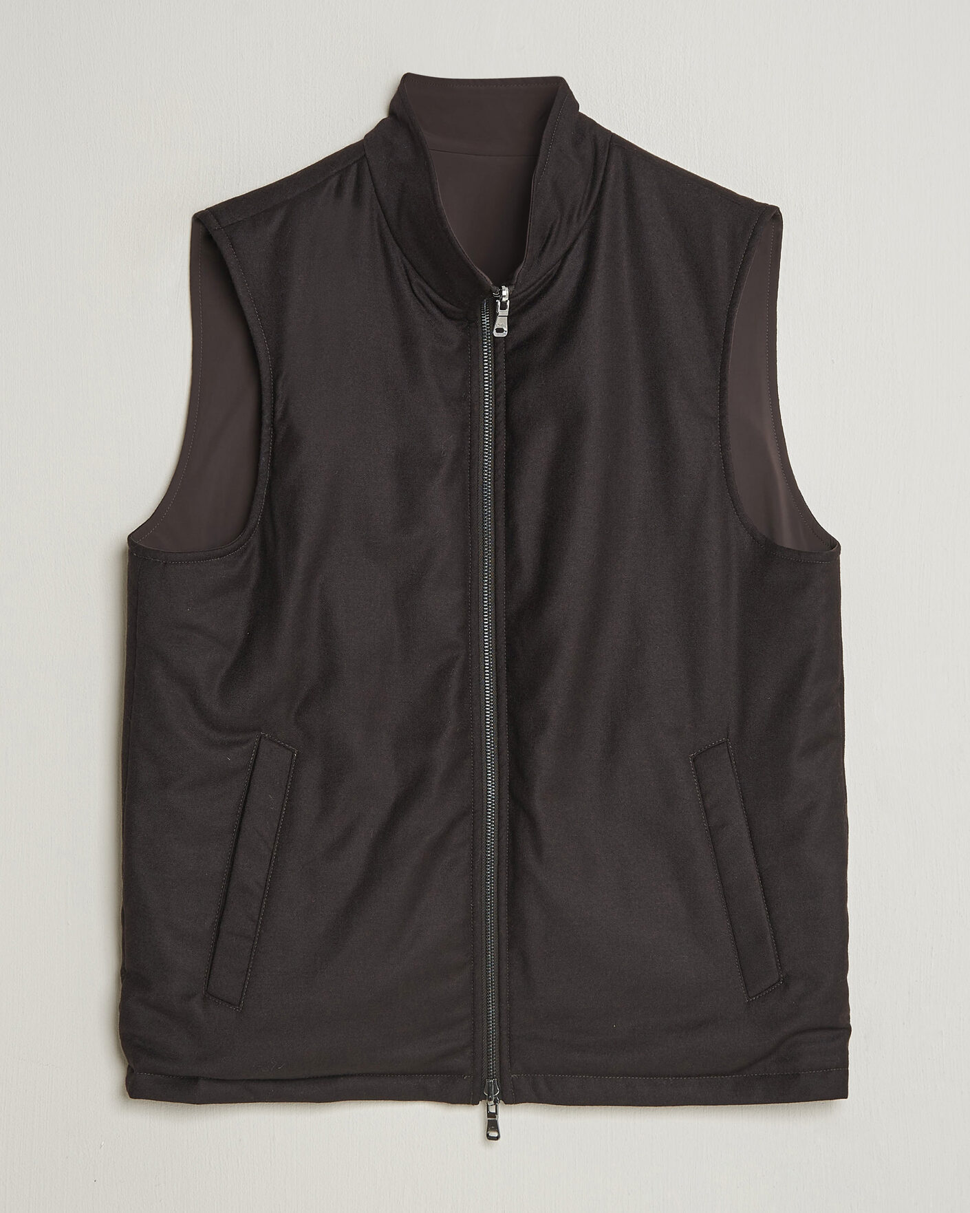 Mies | Ulkoliivit | Oscar Jacobson | Nylon/Wool Reversible Vest Brown