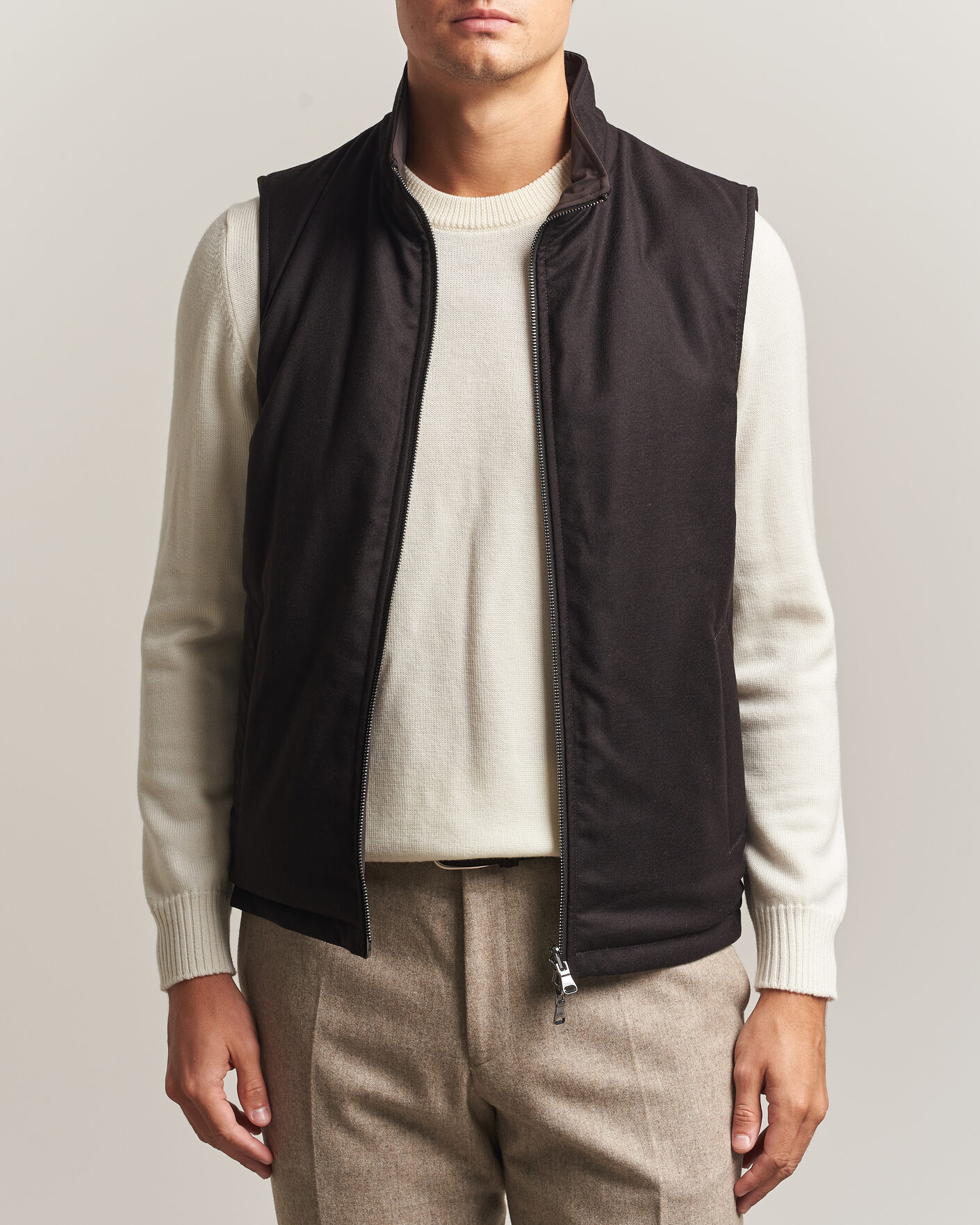 Mies | Ulkoliivit | Oscar Jacobson | Nylon/Wool Reversible Vest Brown