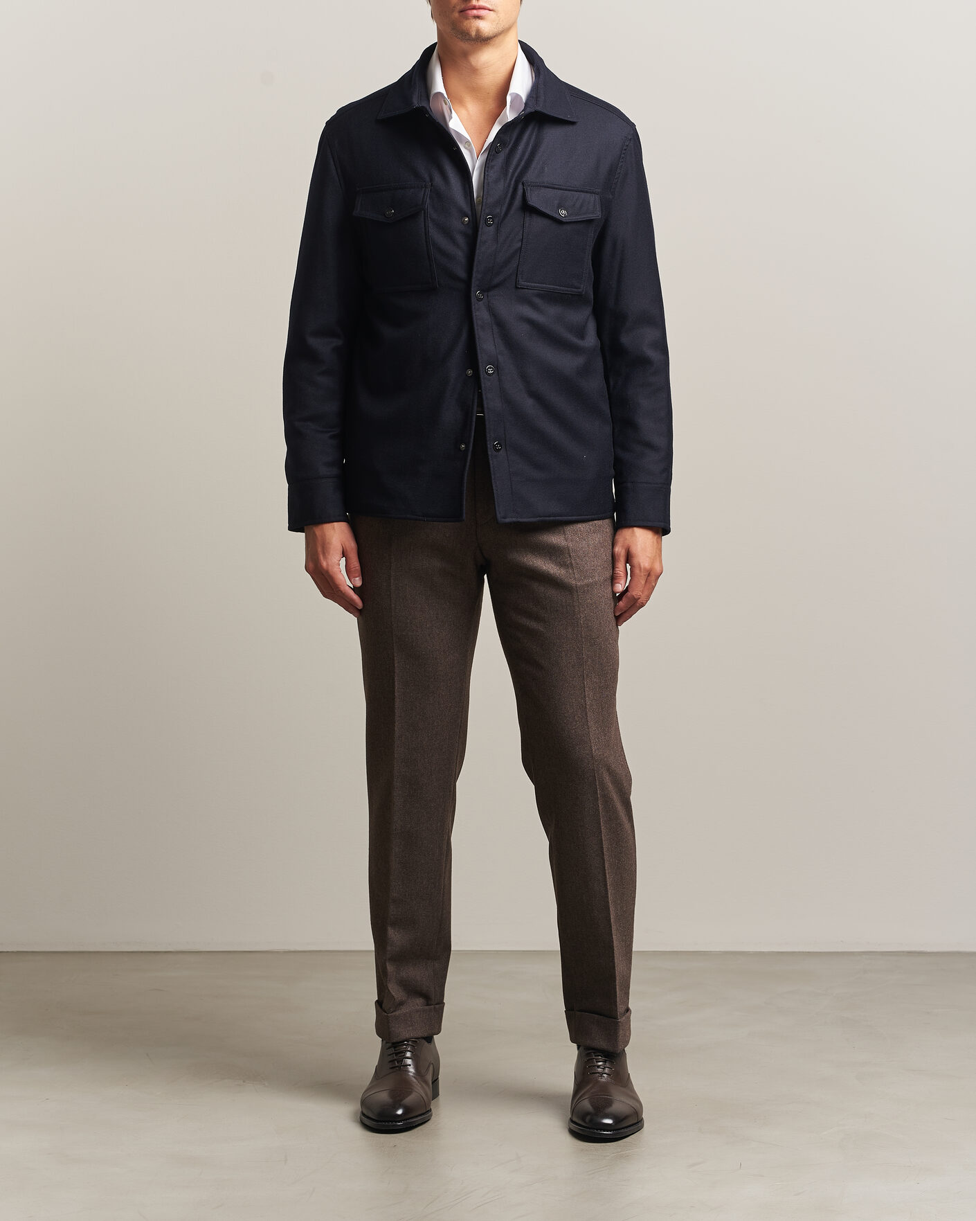 Mies | Takit | Oscar Jacobson | Nylon/Wool Padded Shirt Jacket Navy