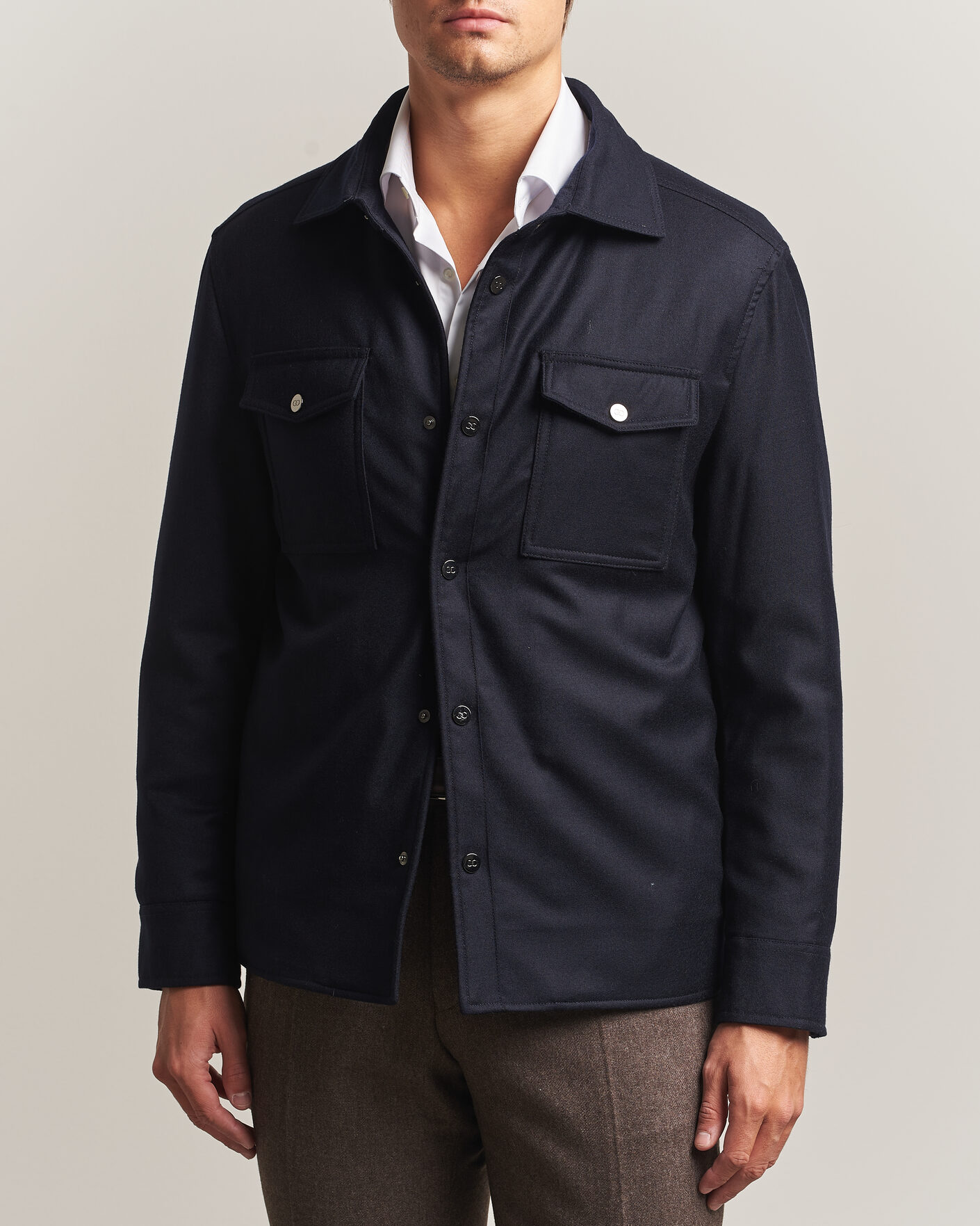 Mies | Takit | Oscar Jacobson | Nylon/Wool Padded Shirt Jacket Navy