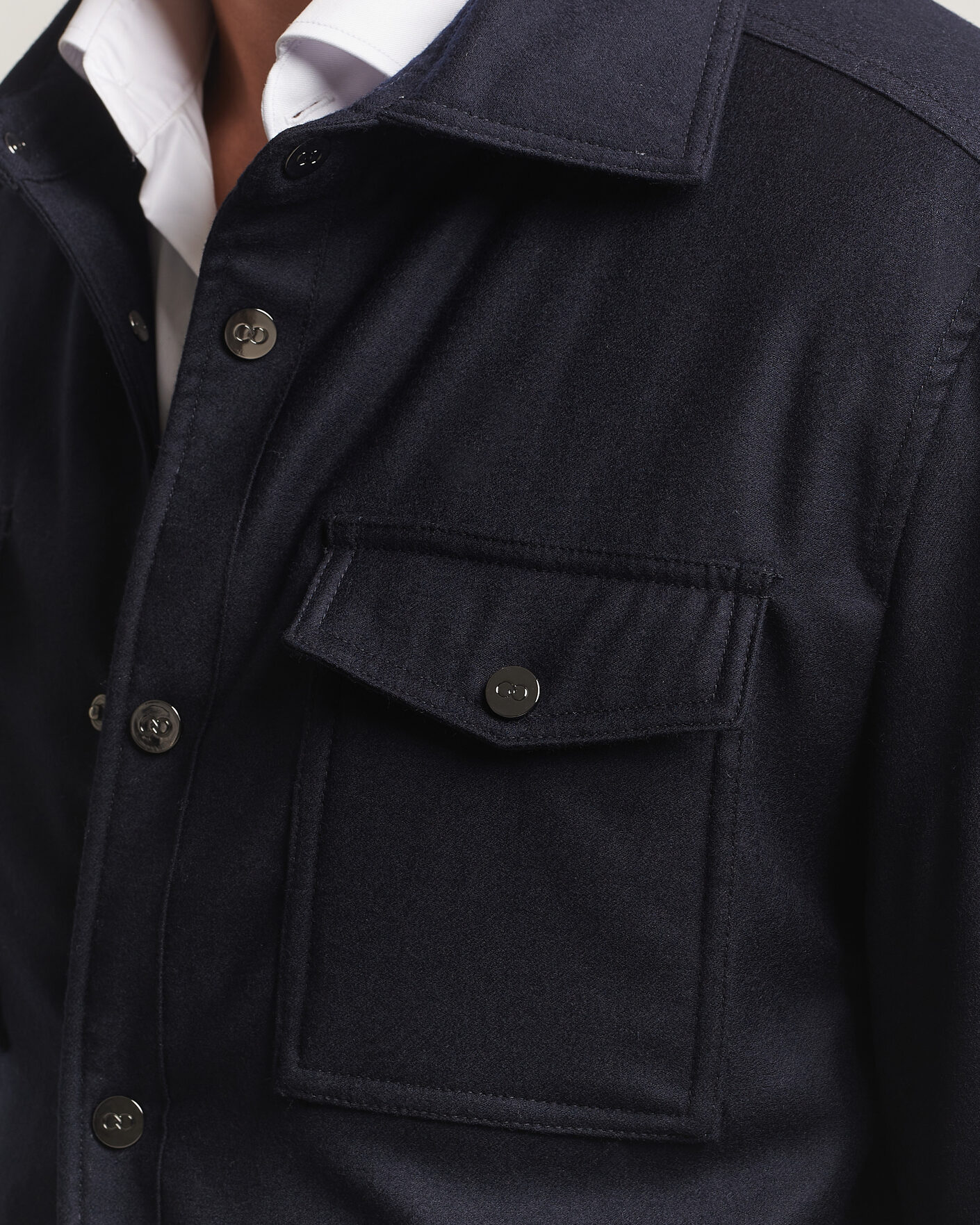 Mies | Takit | Oscar Jacobson | Nylon/Wool Padded Shirt Jacket Navy