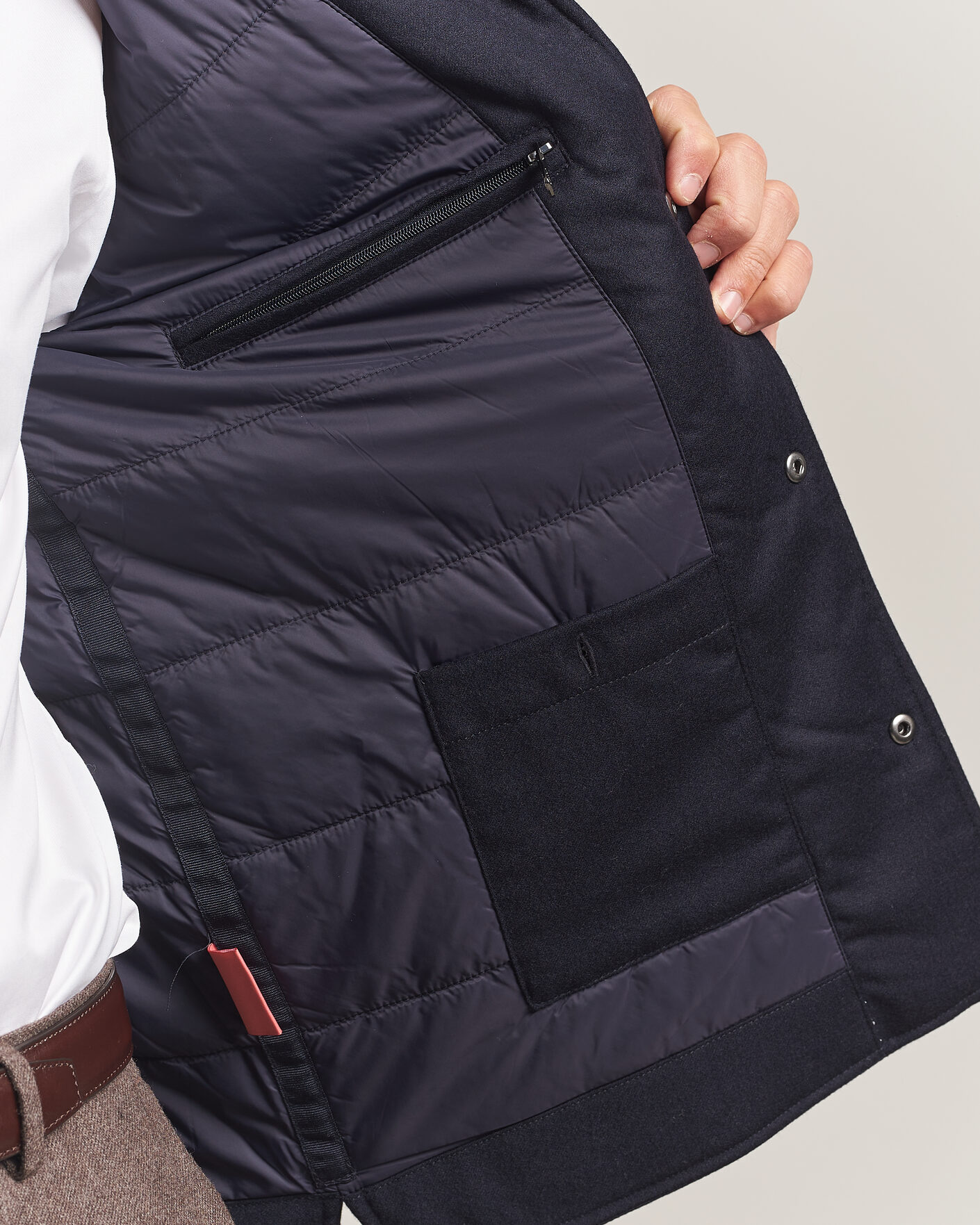 Mies | Takit | Oscar Jacobson | Nylon/Wool Padded Shirt Jacket Navy