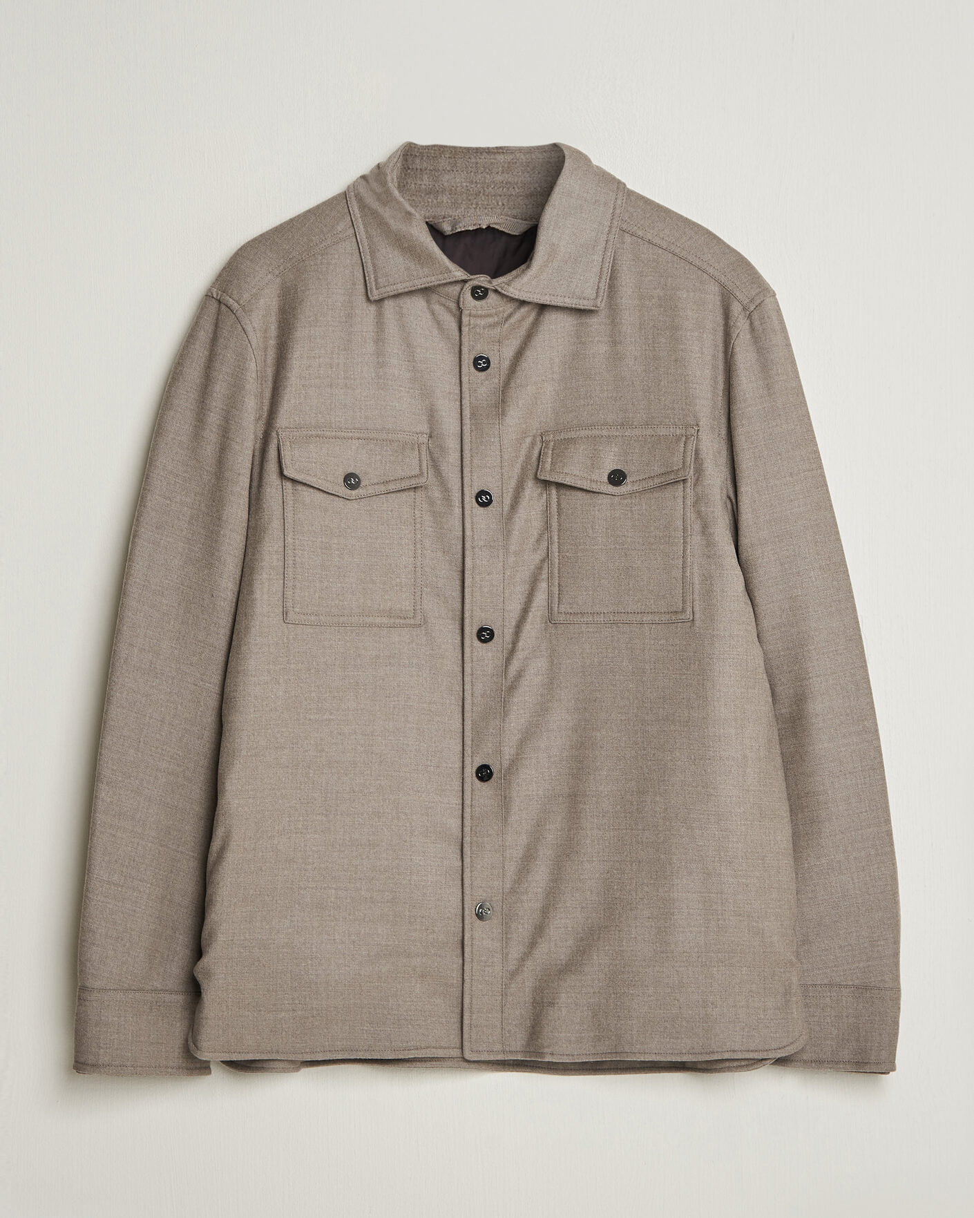 Mies | Takit | Oscar Jacobson | Nylon/Wool Padded Shirt Jacket Taupe