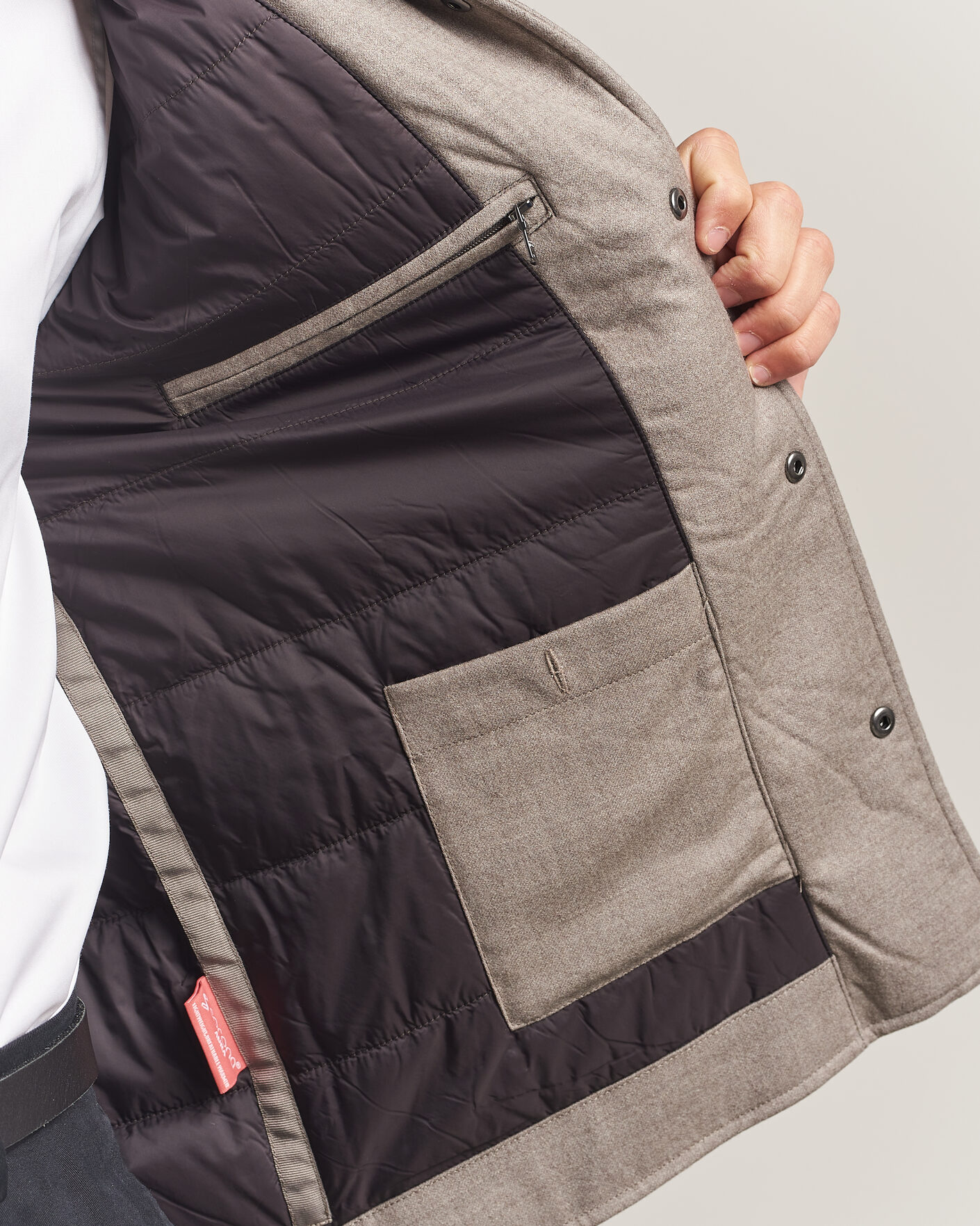 Mies | Takit | Oscar Jacobson | Nylon/Wool Padded Shirt Jacket Taupe