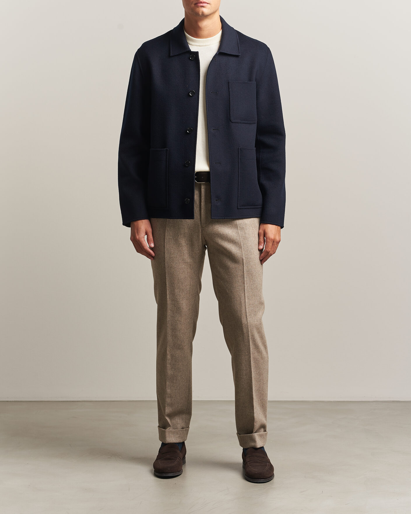 Mies | Takit | Oscar Jacobson | Doublé Wool Shirt Jacket Navy