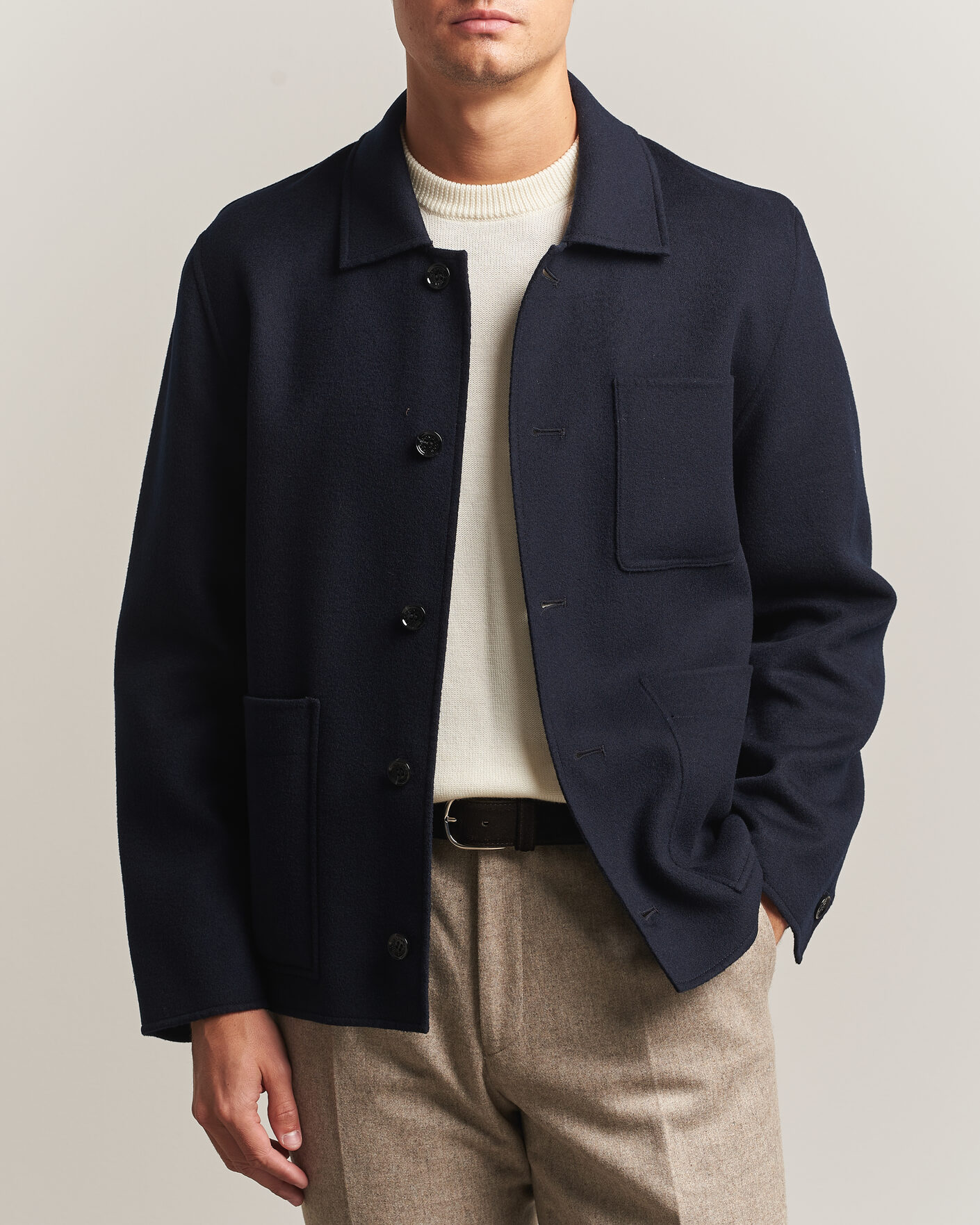Mies | Takit | Oscar Jacobson | Doublé Wool Shirt Jacket Navy