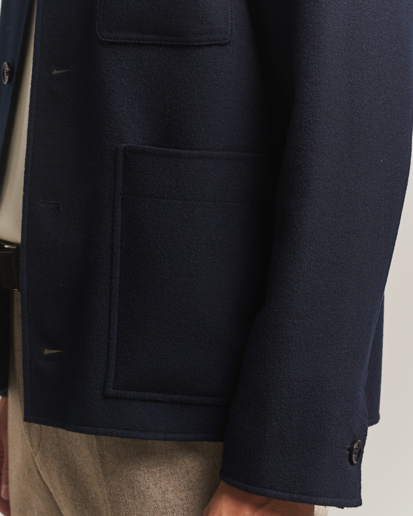 Mies | Takit | Oscar Jacobson | Doublé Wool Shirt Jacket Navy