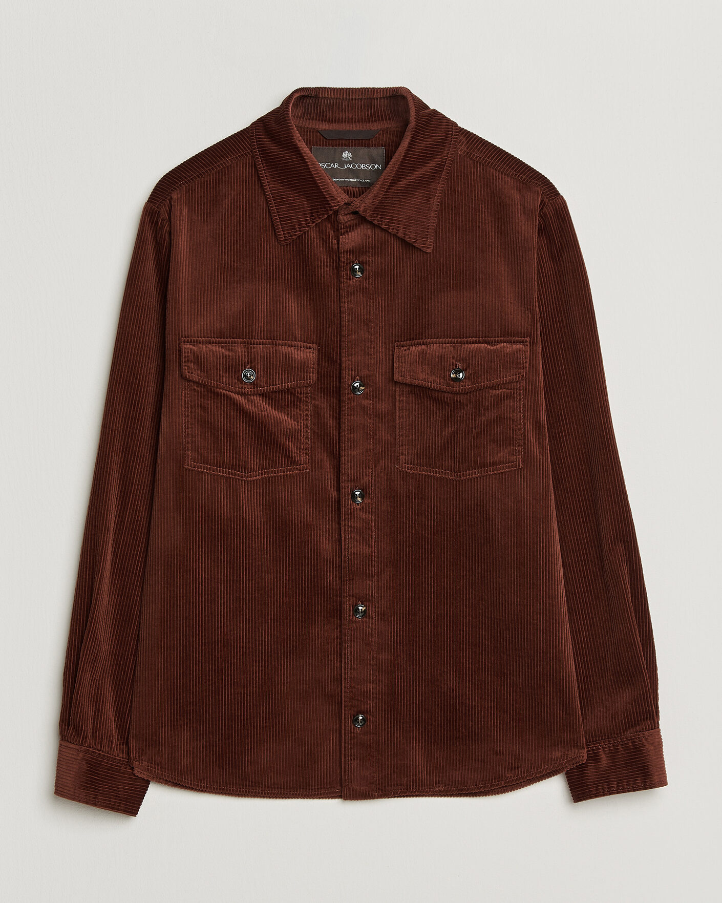 Mies | Kauluspaidat | Oscar Jacobson | Magnus Cord Shirt Jacket Burgundy