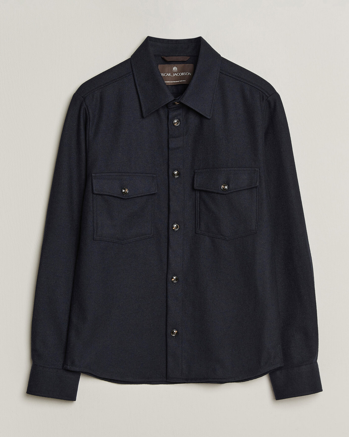 Mies | Kauluspaidat | Oscar Jacobson | Magnus Wool Shirt Jacket Navy