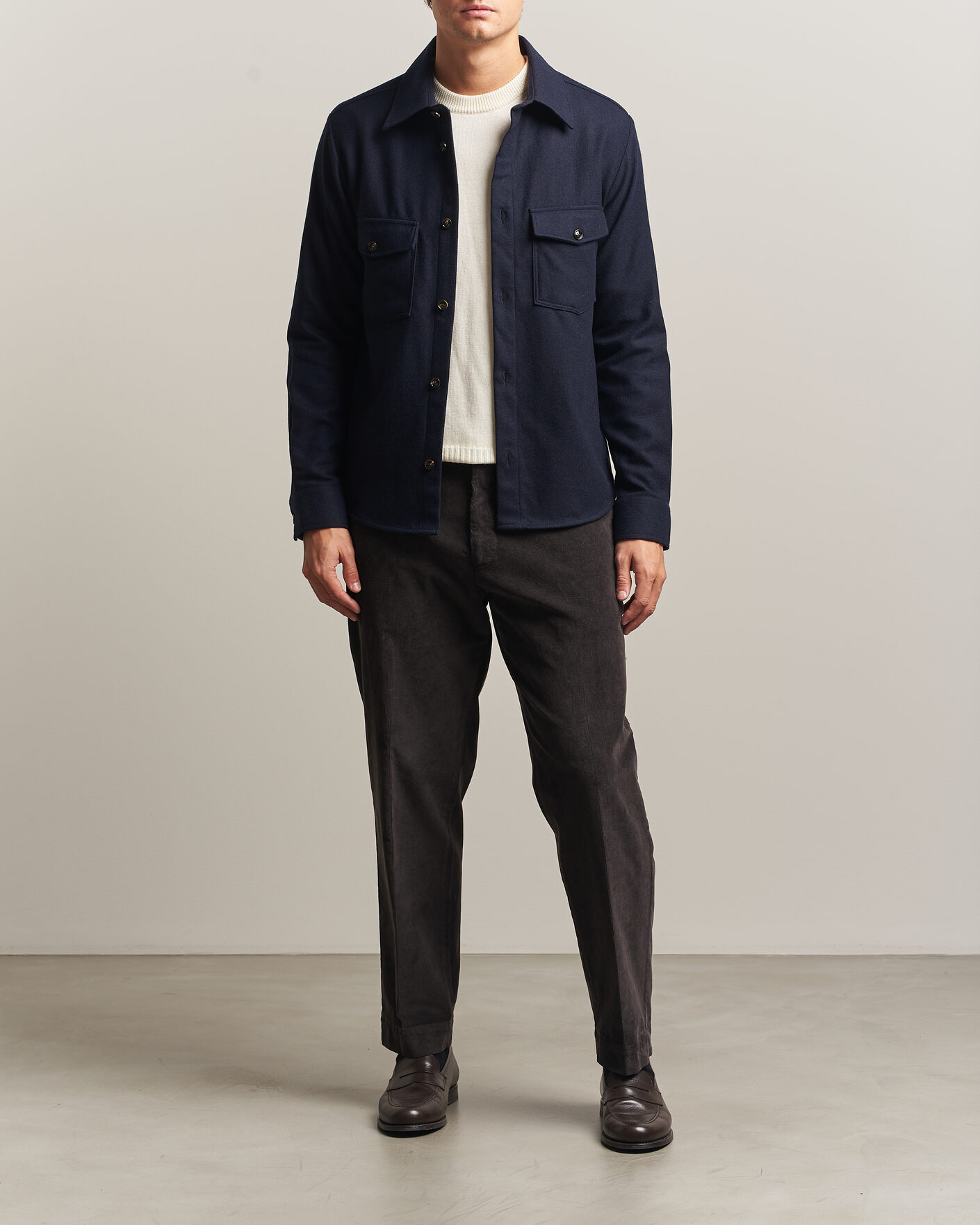 Mies | Kauluspaidat | Oscar Jacobson | Magnus Wool Shirt Jacket Navy