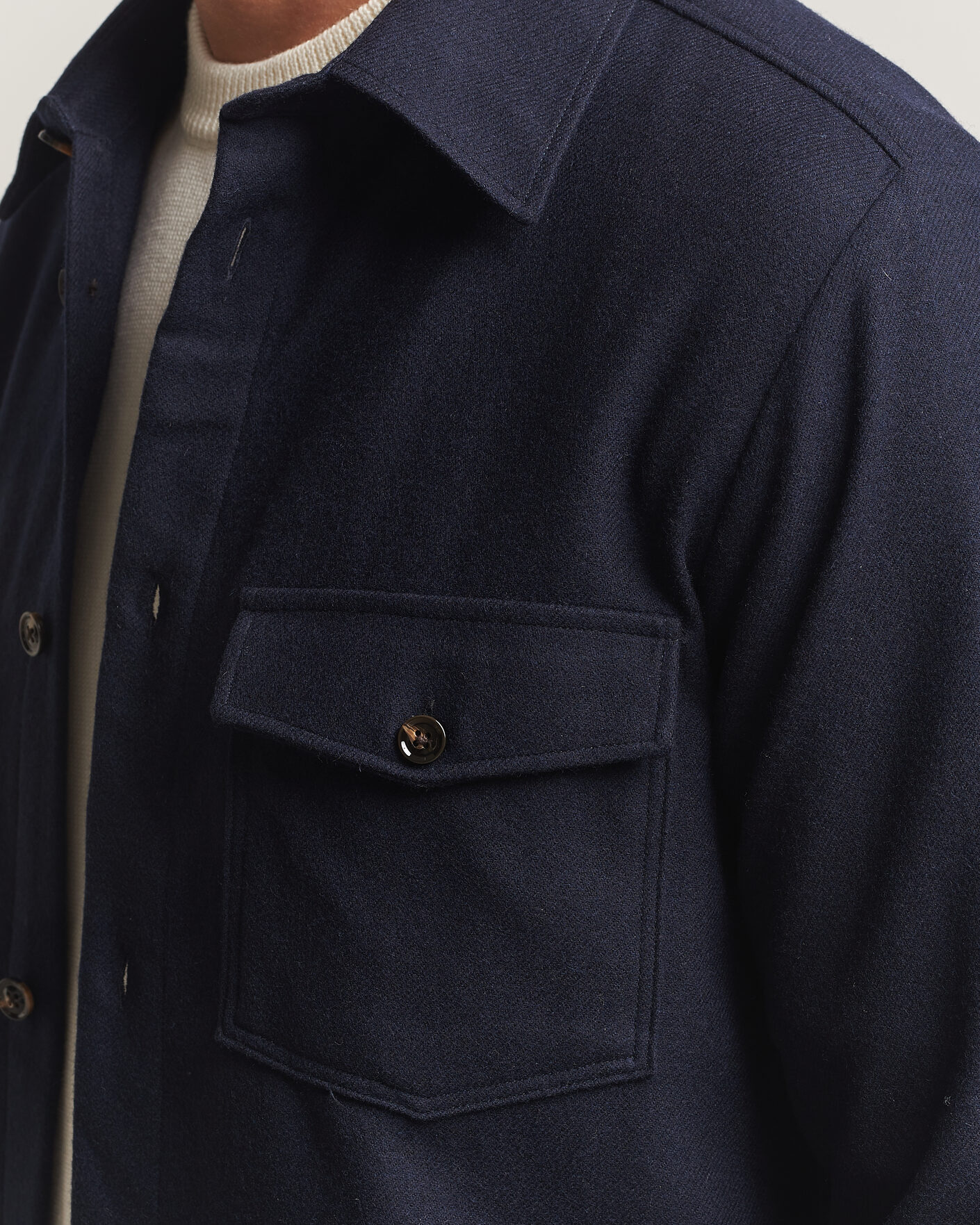 Mies | Kauluspaidat | Oscar Jacobson | Magnus Wool Shirt Jacket Navy