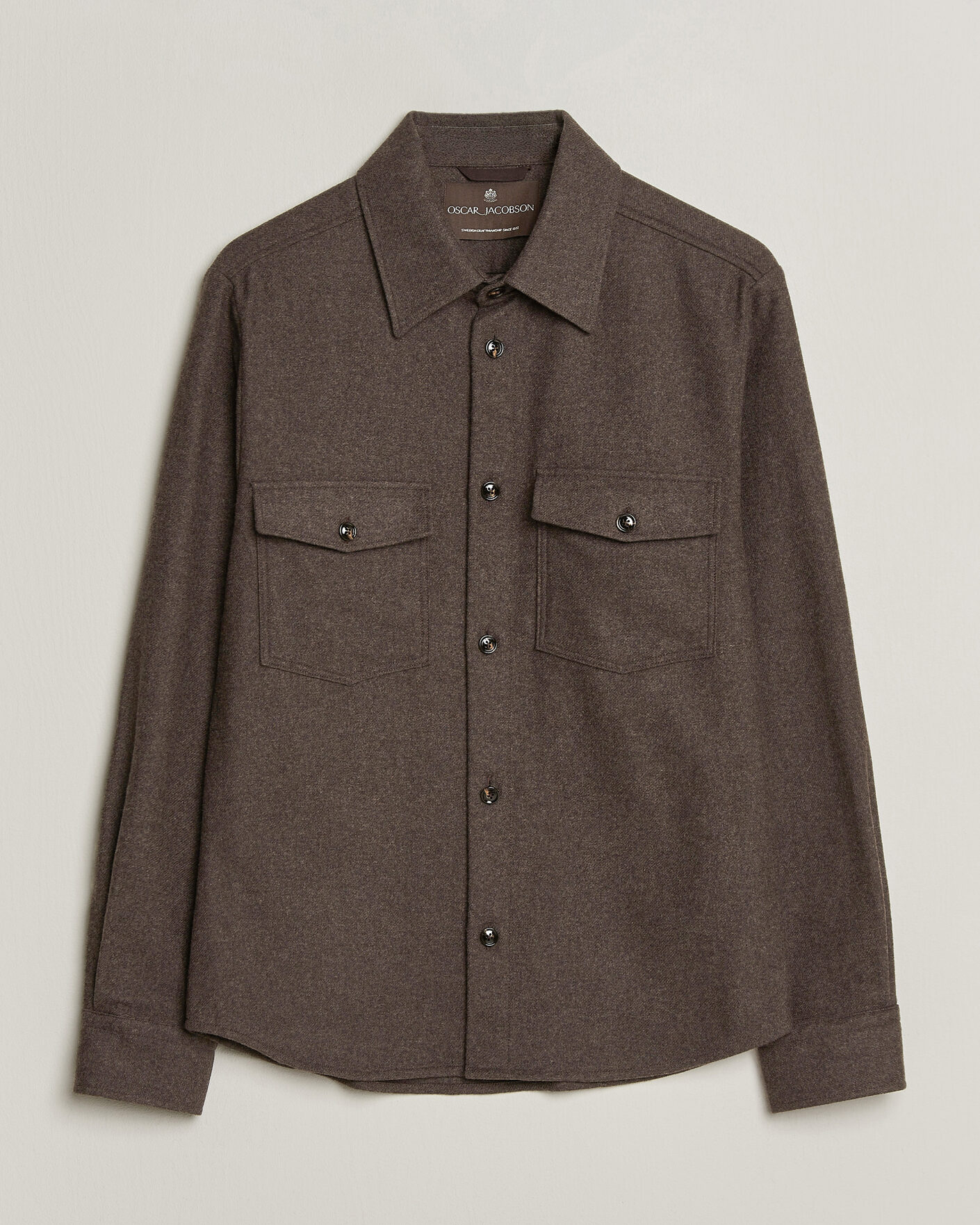 Mies | Kauluspaidat | Oscar Jacobson | Magnus Wool Shirt Jacket Brown