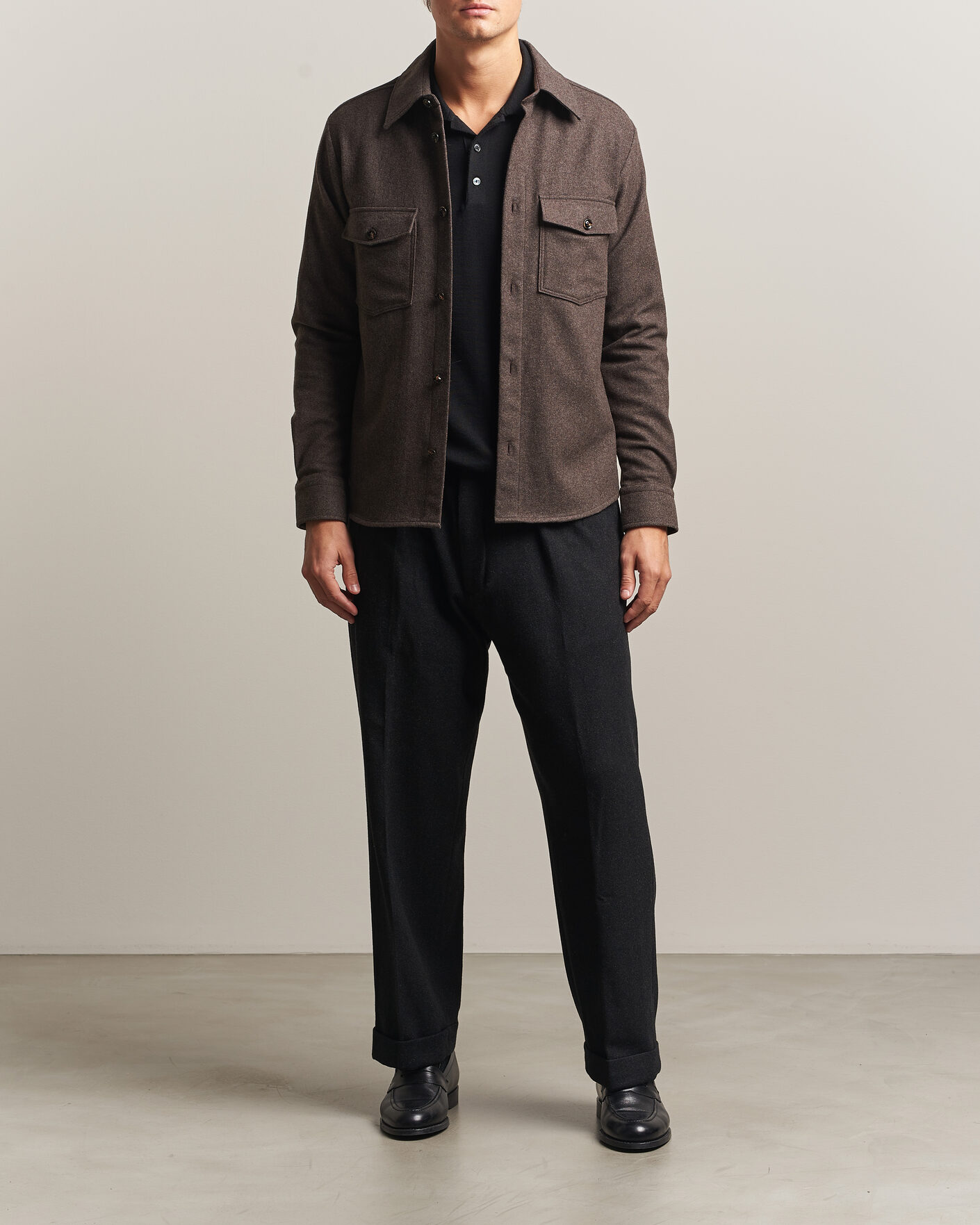 Mies | Kauluspaidat | Oscar Jacobson | Magnus Wool Shirt Jacket Brown