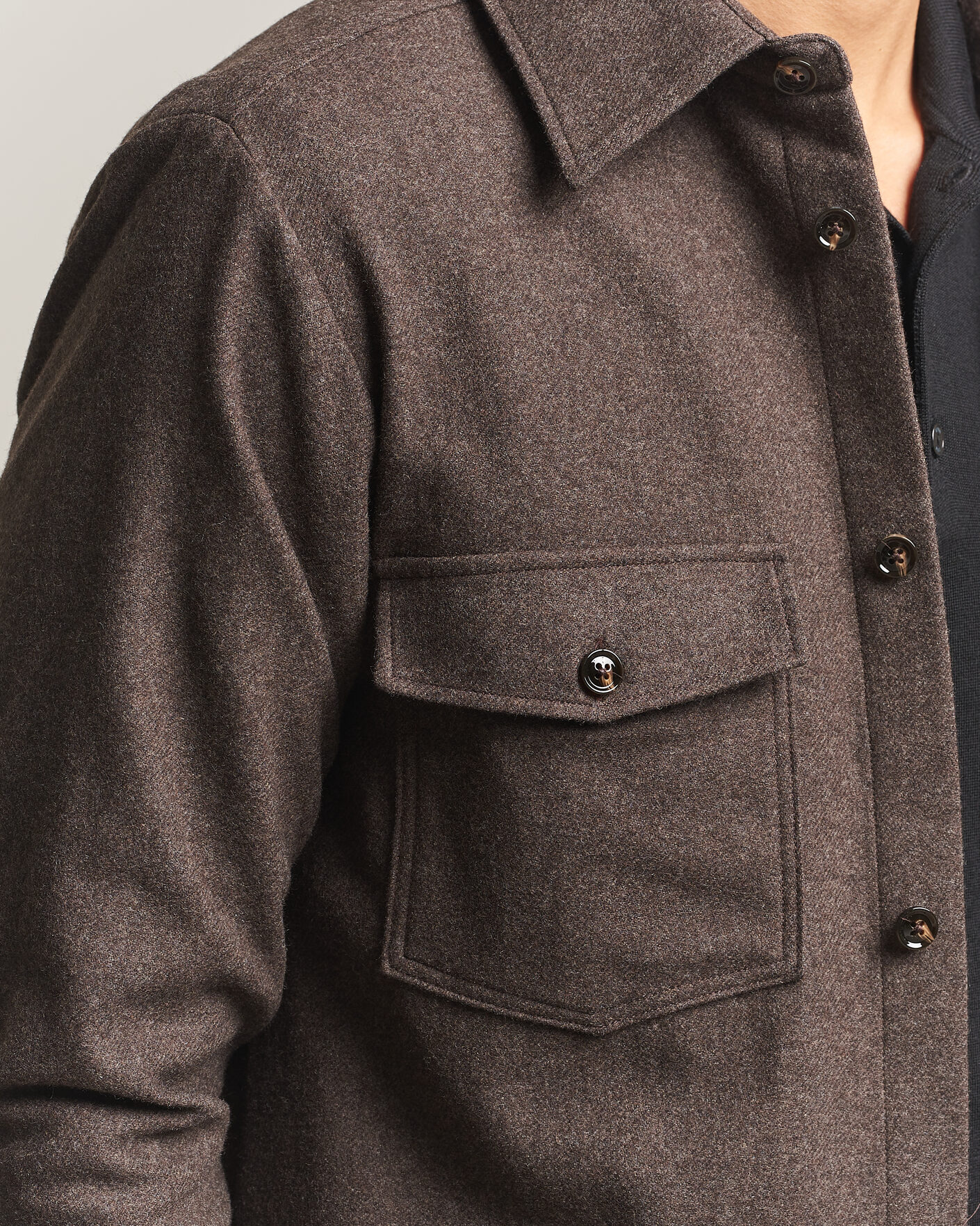 Mies | Kauluspaidat | Oscar Jacobson | Magnus Wool Shirt Jacket Brown