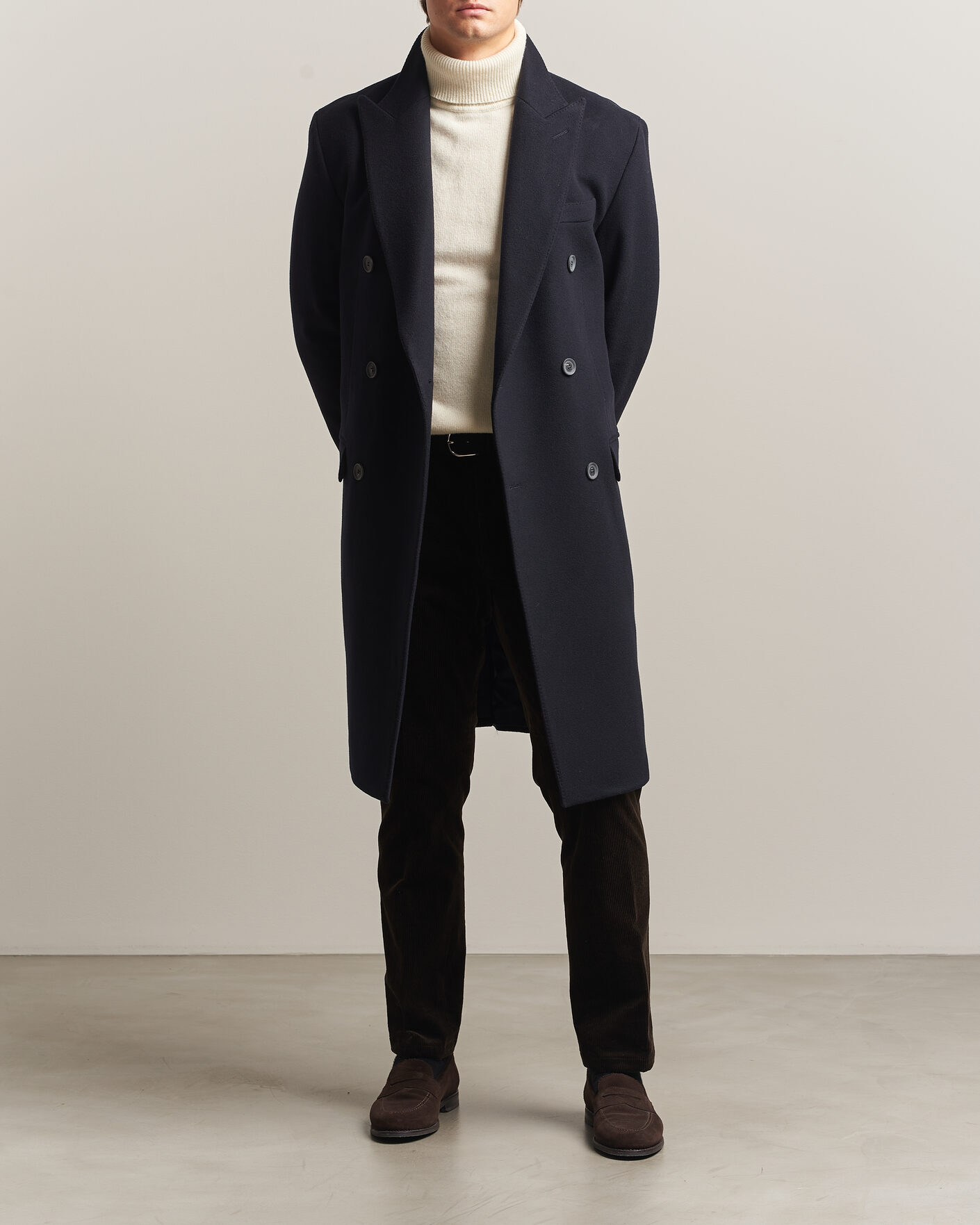 Mies | Takit | Oscar Jacobson | Sicily Double Breasted Wool Coat Navy