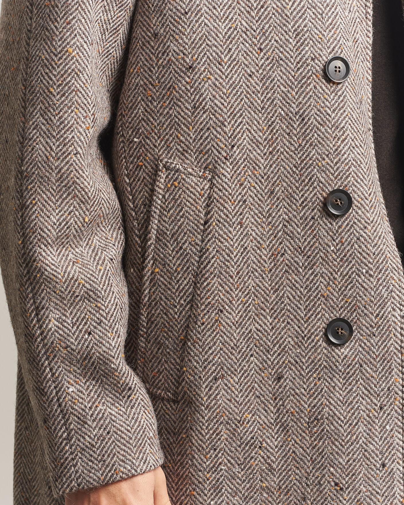 Mies | Takit | Oscar Jacobson | Raglan Herringbone Wool Coat Beige