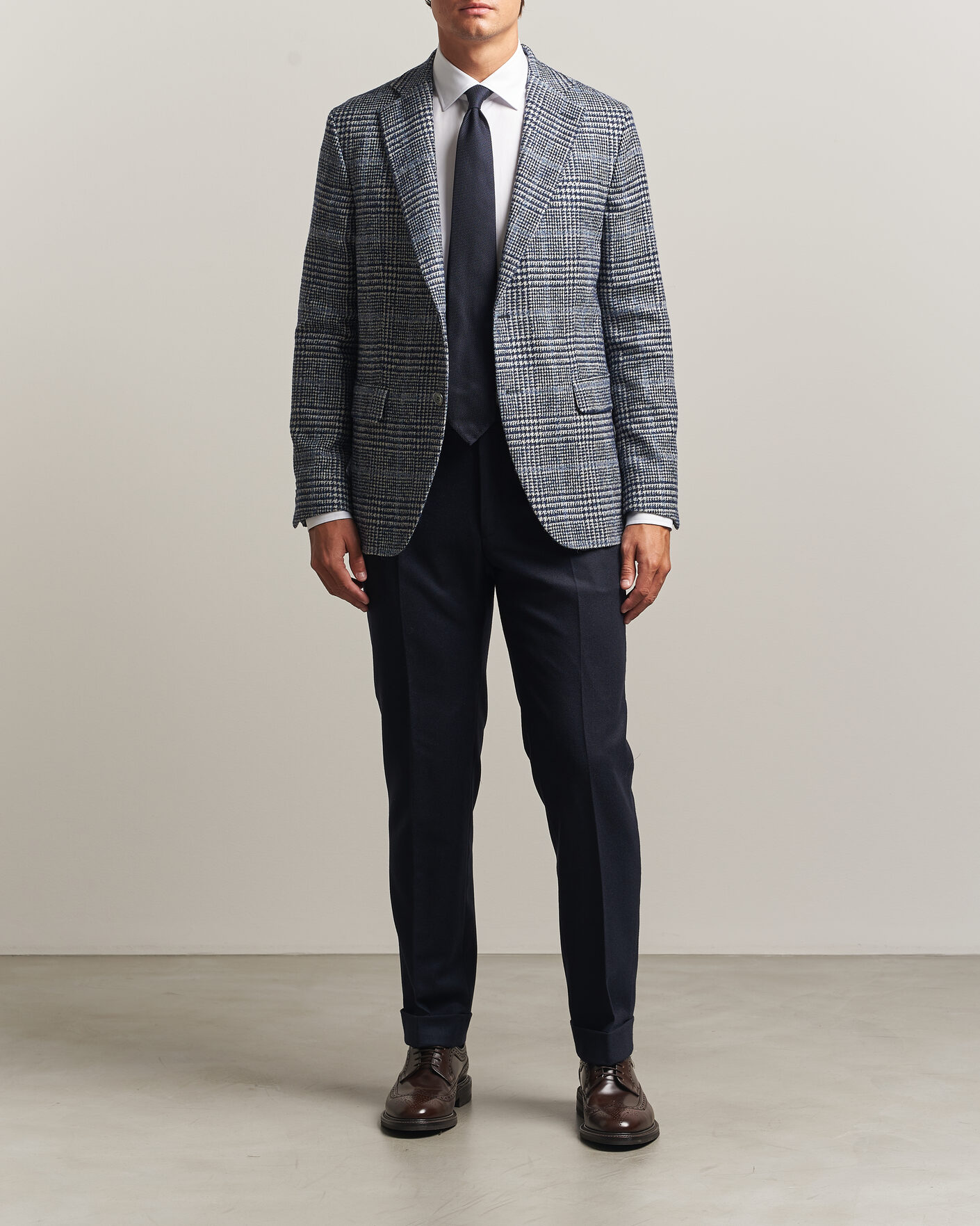 Mies | Pikkutakit | Oscar Jacobson | Fogerty Checked Wool/Alpaca Blazer Blue