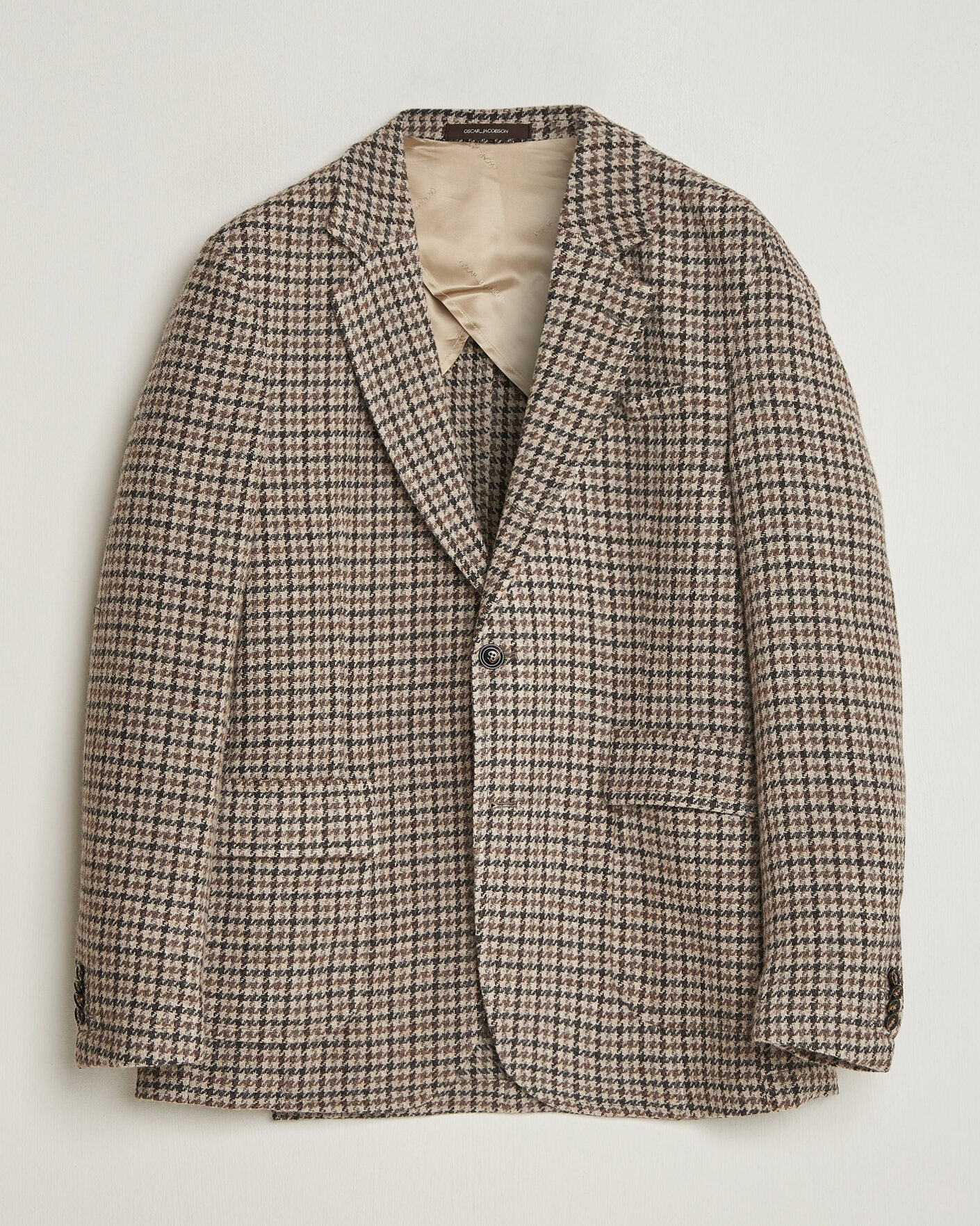 Mies | Pikkutakit | Oscar Jacobson | Fridolf Wool Houndstooth Patch Blazer Brown