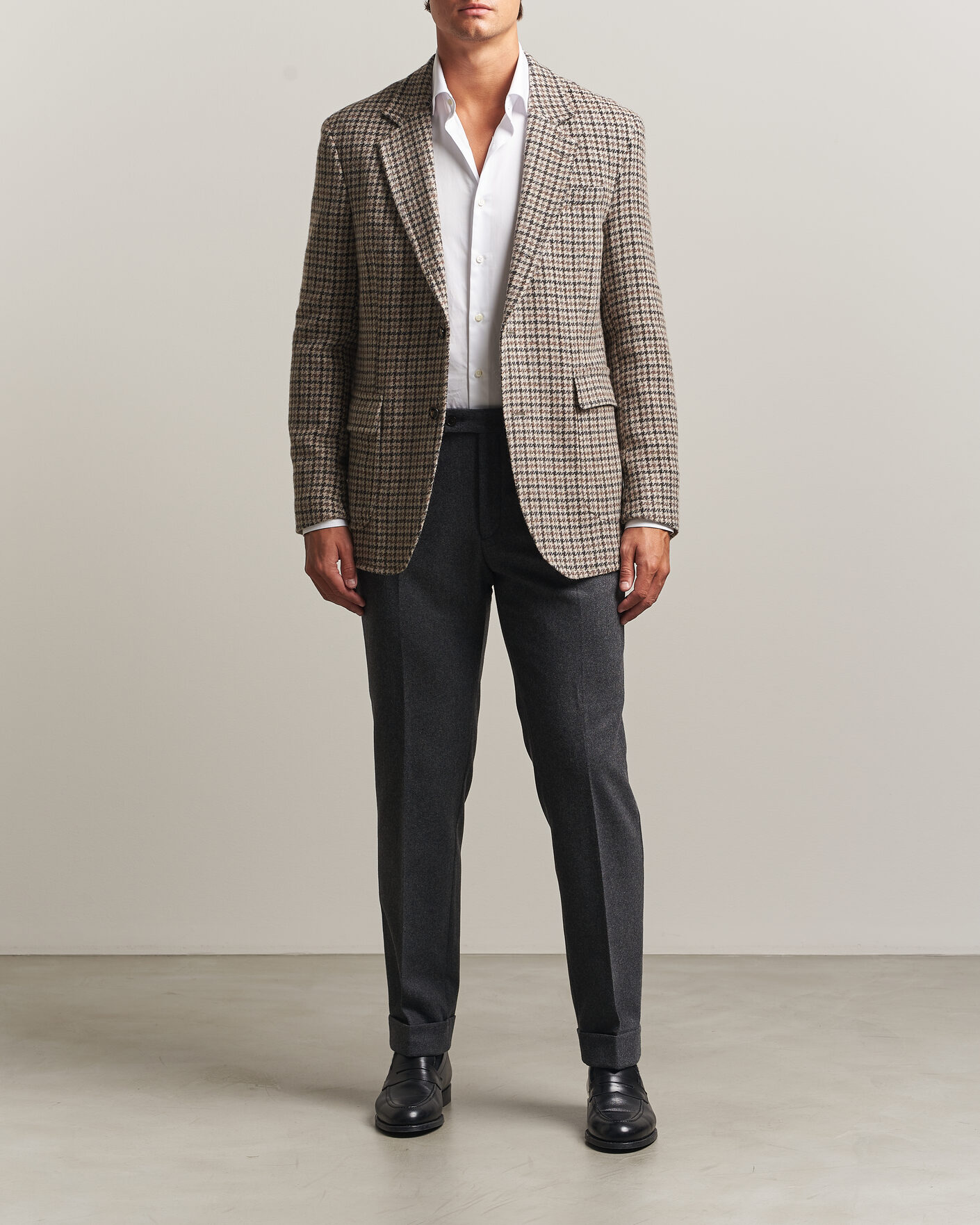 Mies | Pikkutakit | Oscar Jacobson | Fridolf Wool Houndstooth Patch Blazer Brown