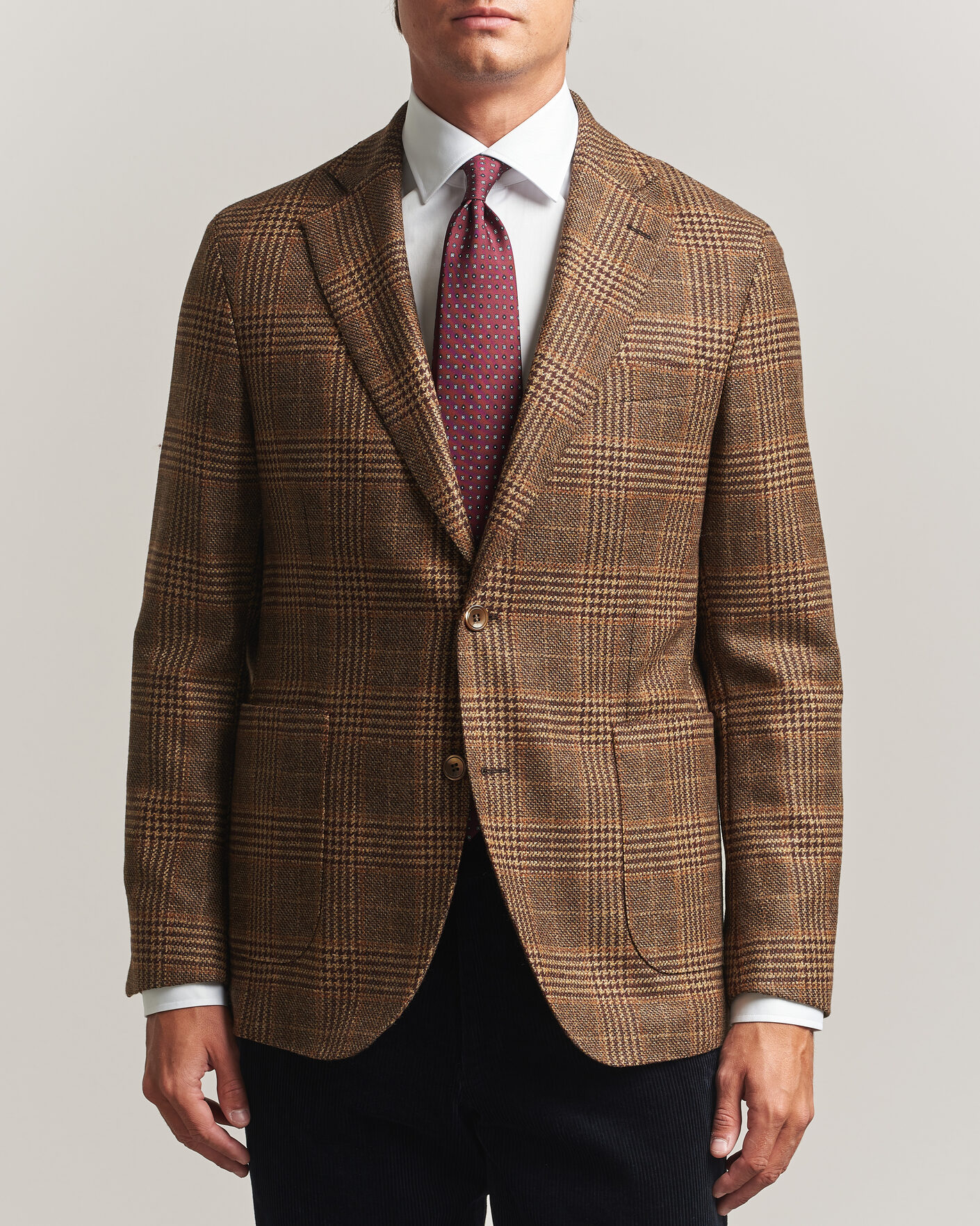 Mies | Pikkutakit | Oscar Jacobson | Ferry Patch Checked Wool/Cashmere Blazer Brown