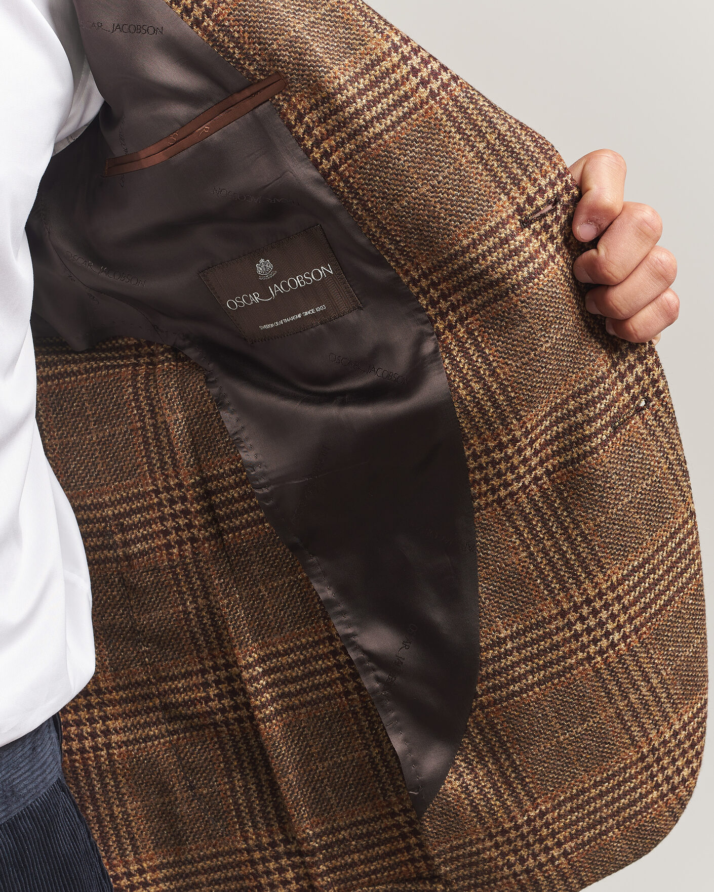 Mies | Pikkutakit | Oscar Jacobson | Ferry Patch Checked Wool/Cashmere Blazer Brown