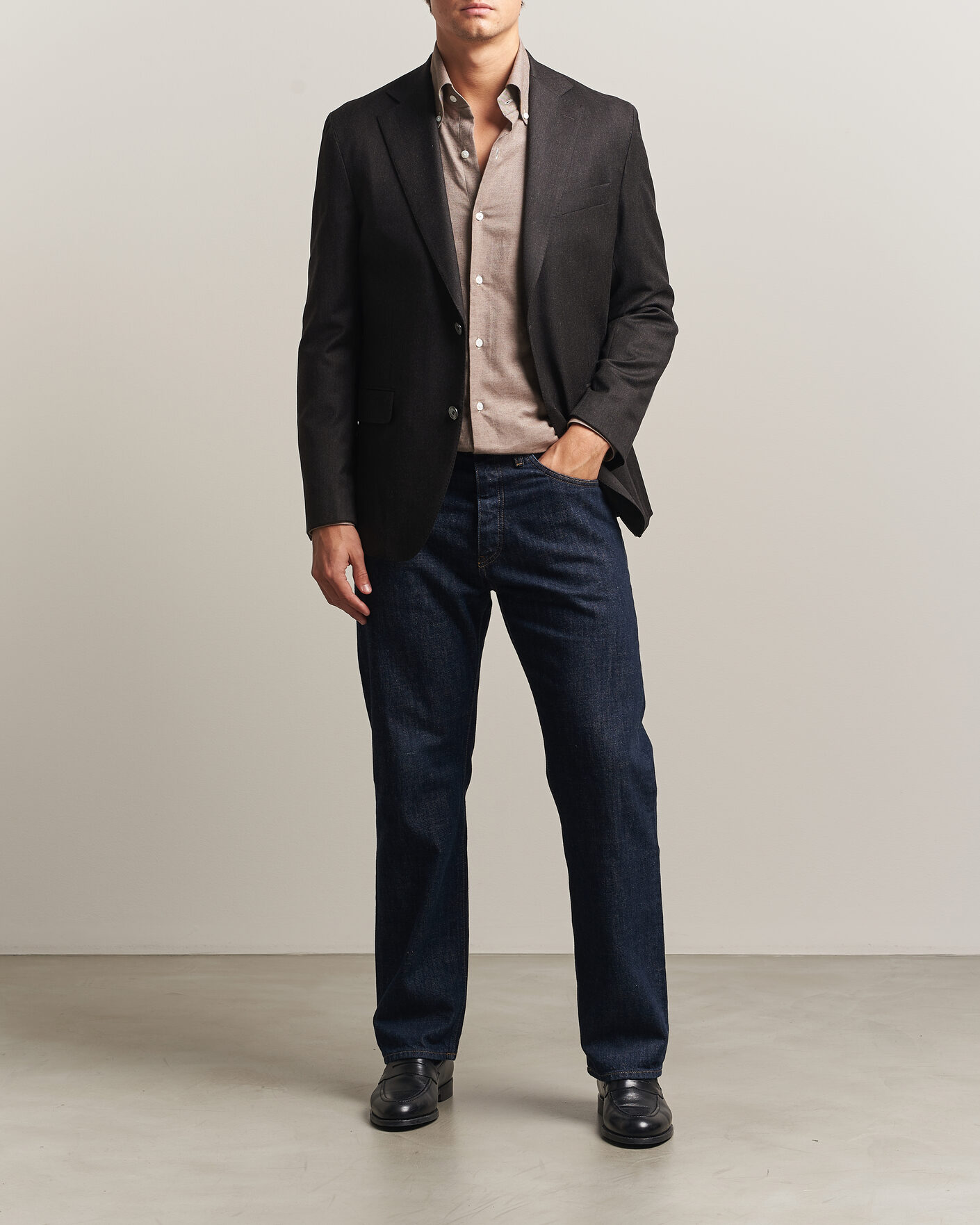 Mies | Pikkutakit | Oscar Jacobson | Fogerty Wool Flannel Blazer Brown