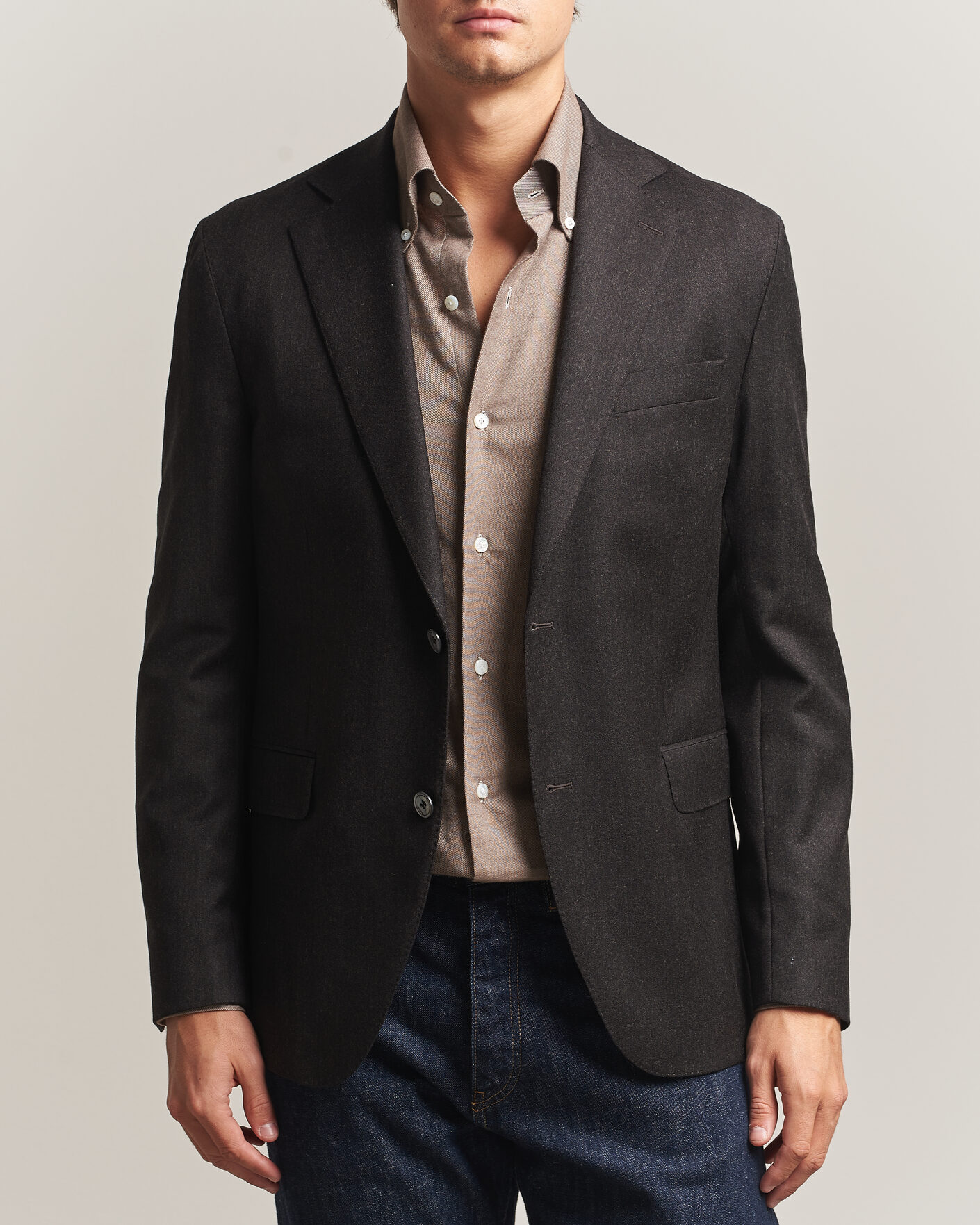 Mies | Pikkutakit | Oscar Jacobson | Fogerty Wool Flannel Blazer Brown