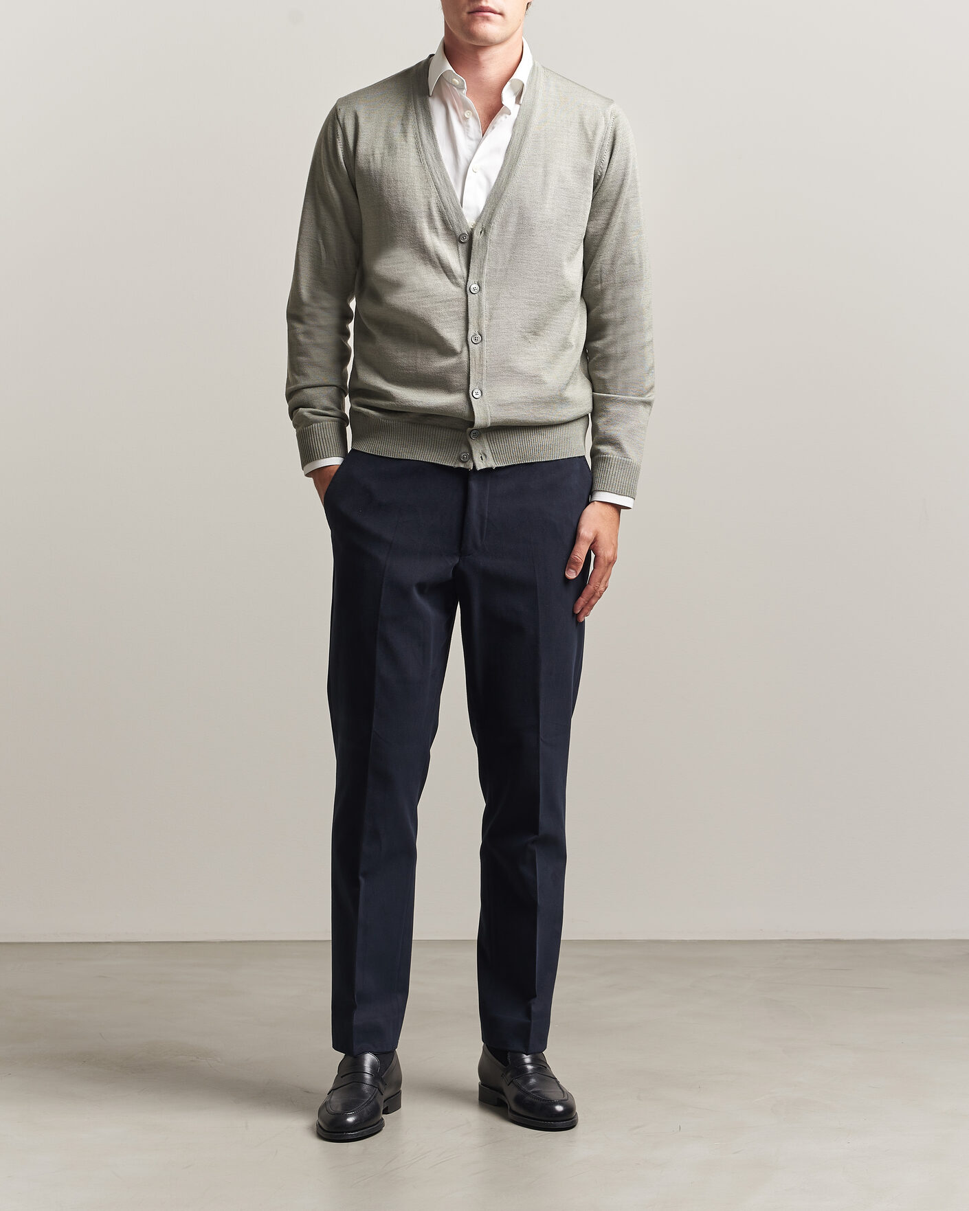 Mies | Housut | Oscar Jacobson | Dandy Brushed Cotton Trousers Blue