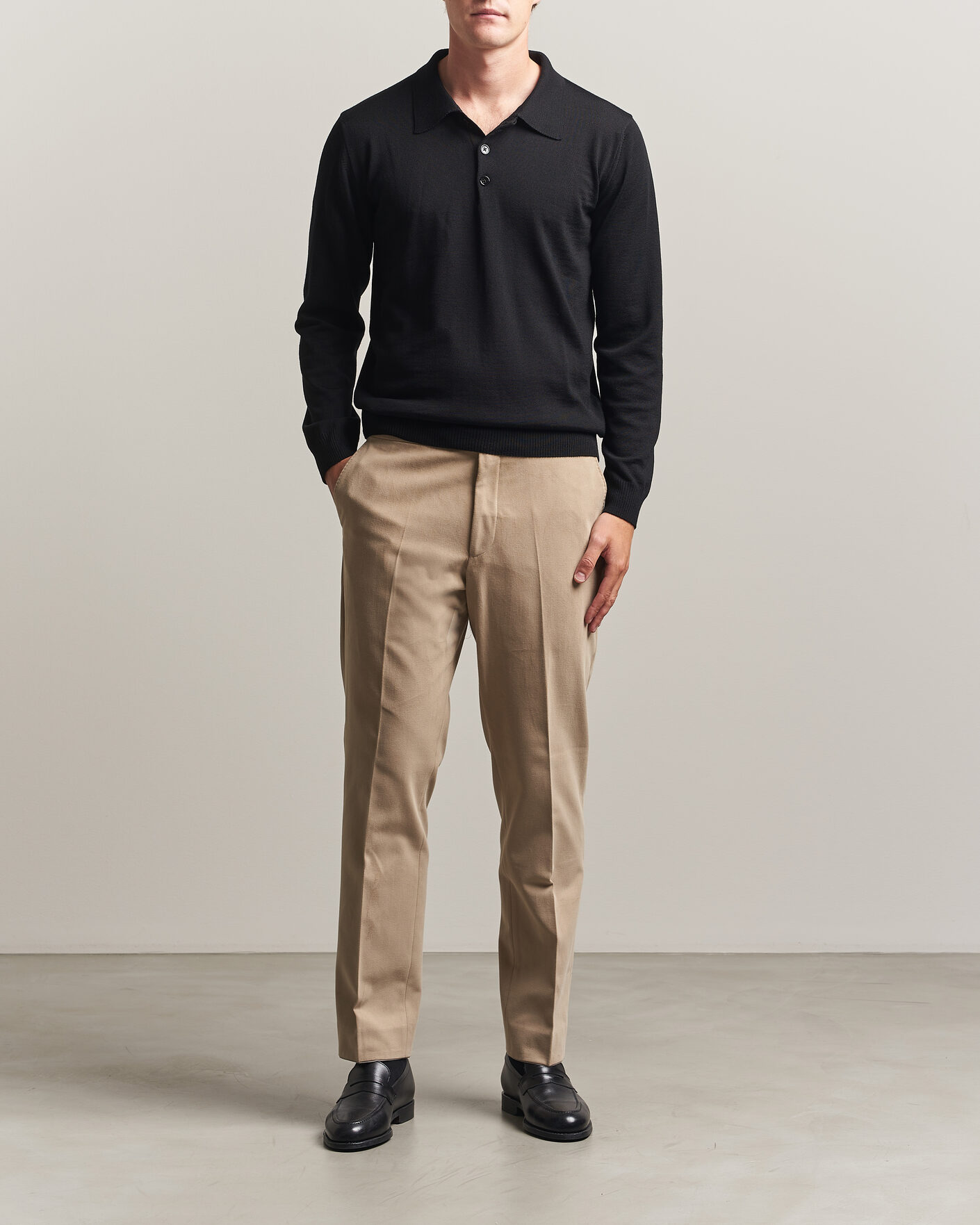 Mies | Housut | Oscar Jacobson | Dandy Brushed Cotton Trousers Beige