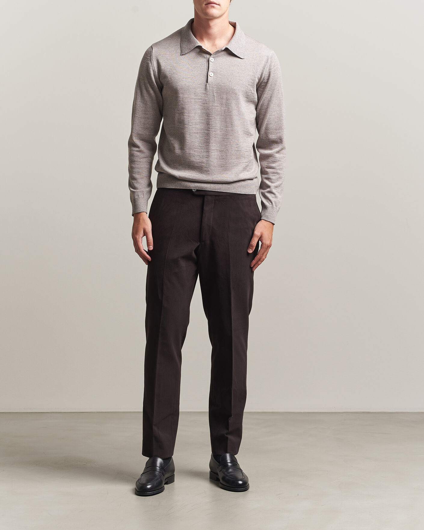 Mies | Housut | Oscar Jacobson | Dandy Brushed Cotton Trousers Brown