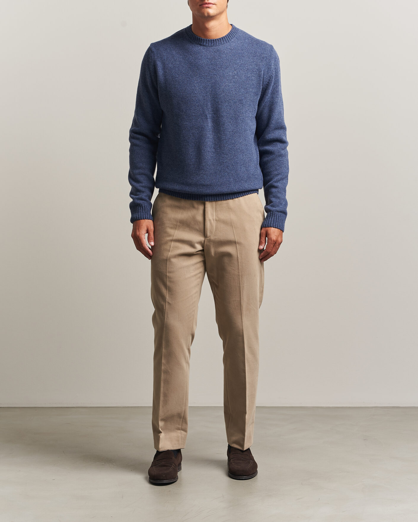 Mies | Puserot | Stenströms | Brushed Merino Crew Neck Blue